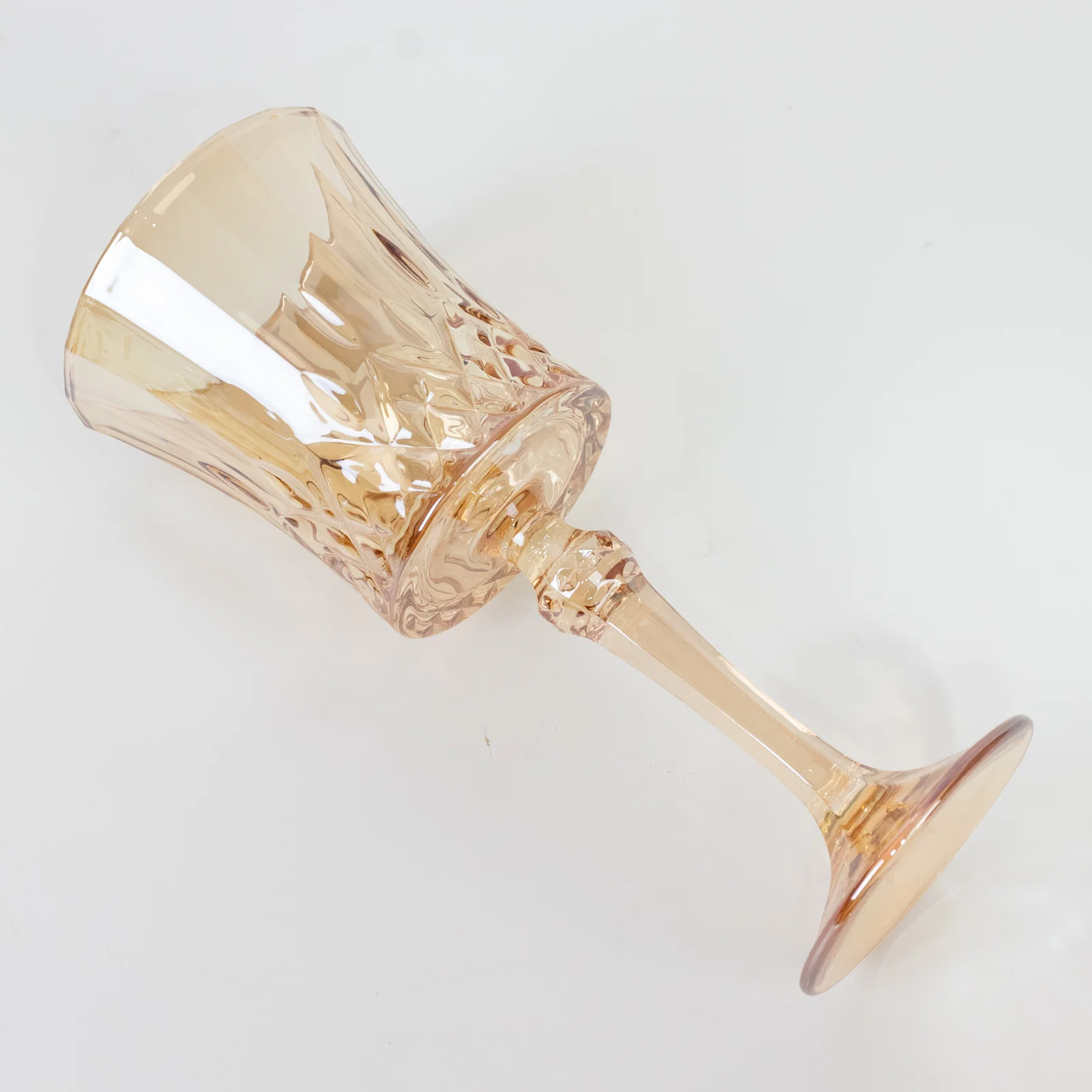 6 Pack Crystal Cut Glass Goblets 9oz Amber Gold – Elegant Vintage Wine, Water & Cocktail Glasses for Table Settings - Image 5