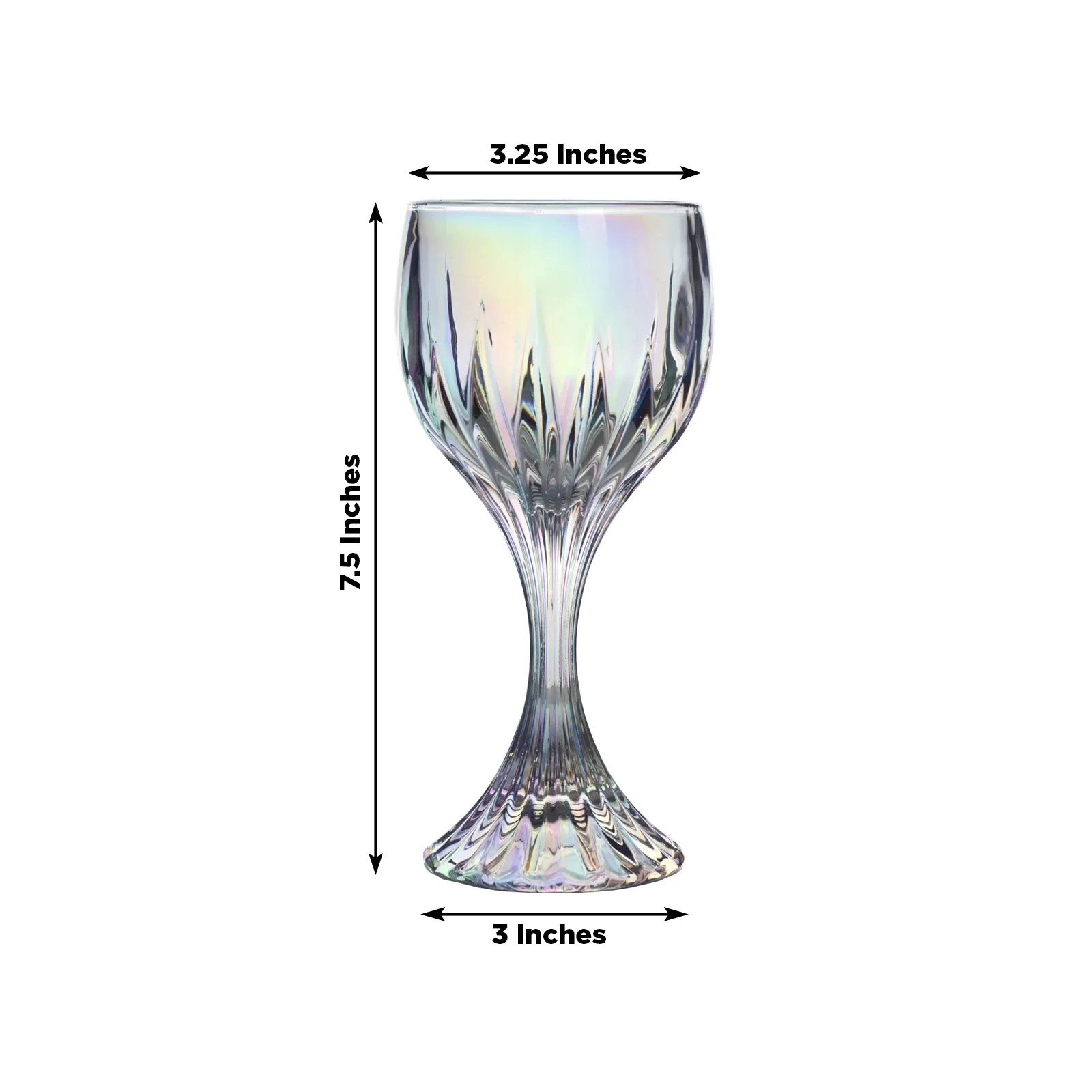 6 Pack Prism Cut Wine Glass Goblets – Iridescent Clear 10oz Crystal Stemware for Red & White Wine - Image 2