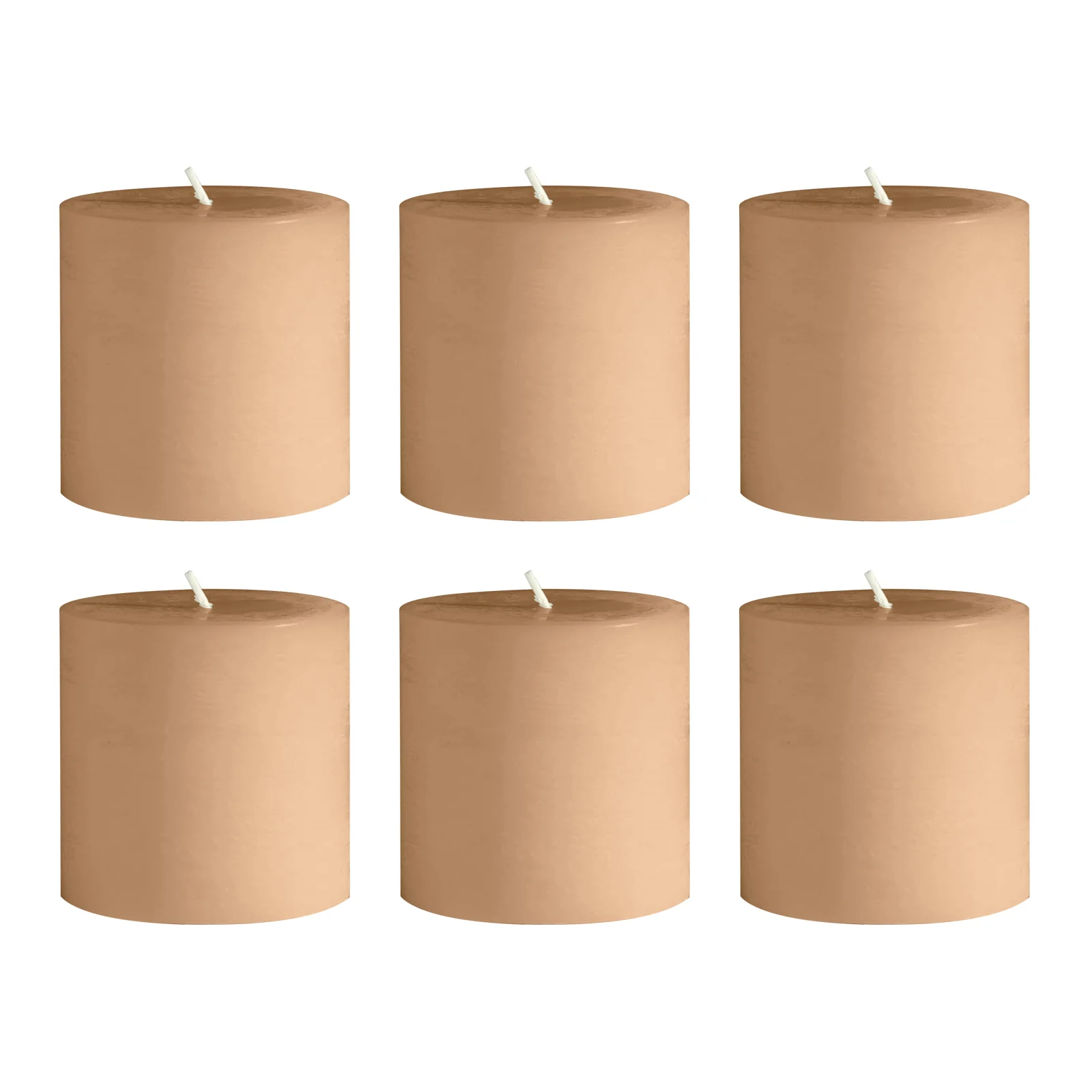 6-Pack Unscented Pillar Candles – Dripless 3"x3" Beige Paraffin Wax with Smokeless Cotton Wicks, Clean & Long-Lasting 30-Hour Burn - Image 6