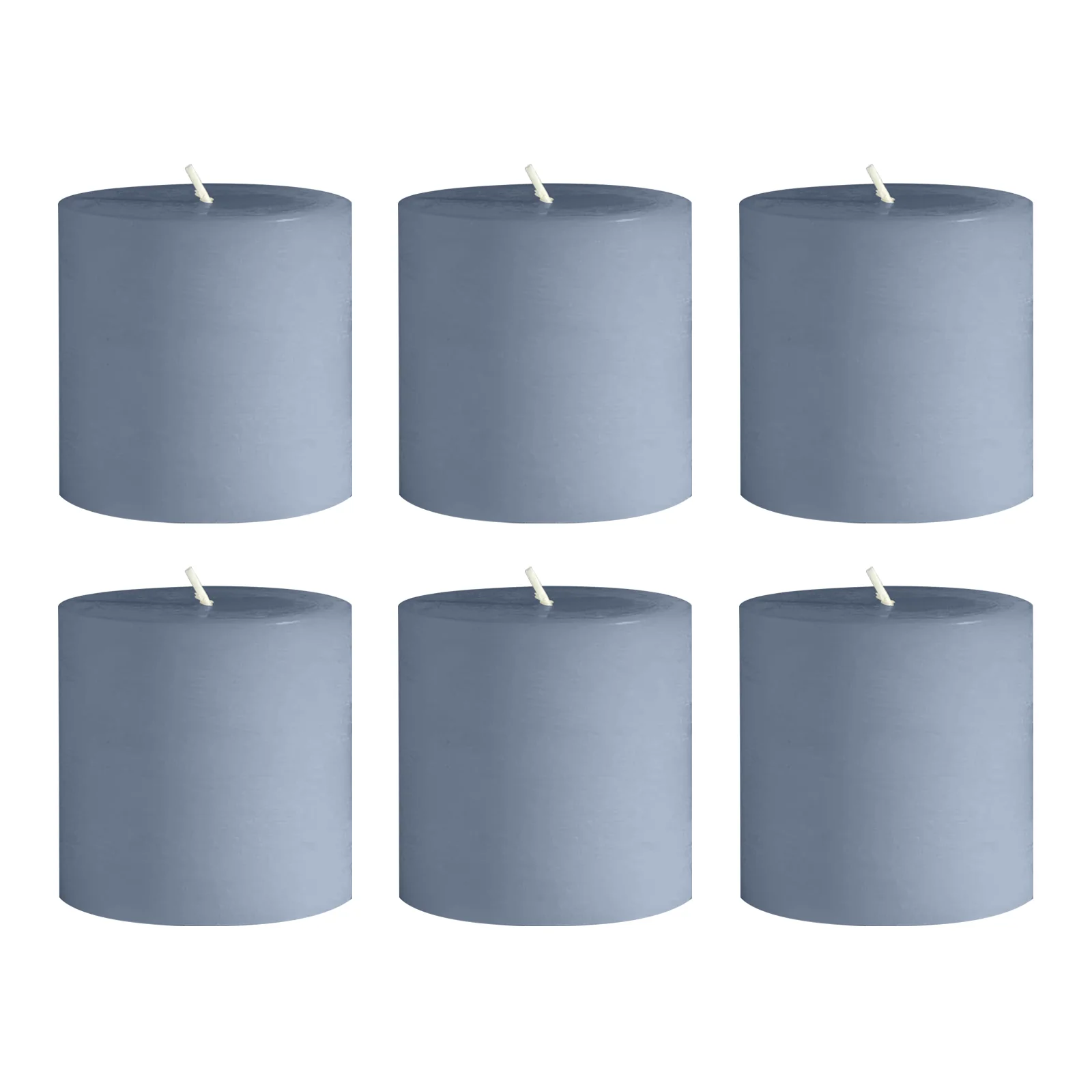 6-Pack Unscented Pillar Candles – Dripless 3"x3" Dusty Blue Paraffin Wax with Smokeless Cotton Wicks, Clean & Long-Lasting 30-Hour Burn - Image 6