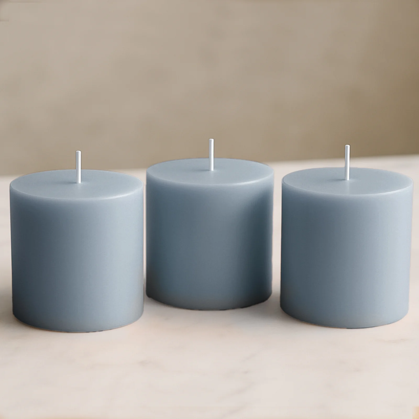 6-Pack Unscented Pillar Candles – Dripless 3"x3" Dusty Blue Paraffin Wax with Smokeless Cotton Wicks, Clean & Long-Lasting 30-Hour Burn - Image 7