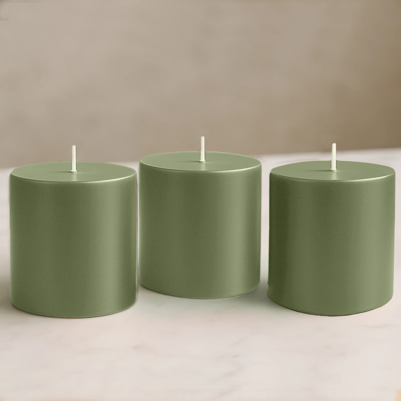 6-Pack Unscented Pillar Candles – Dripless 3"x3" Dusty Sage Green Paraffin Wax with Smokeless Cotton Wicks, Clean & Long-Lasting 30-Hour Burn - Image 7