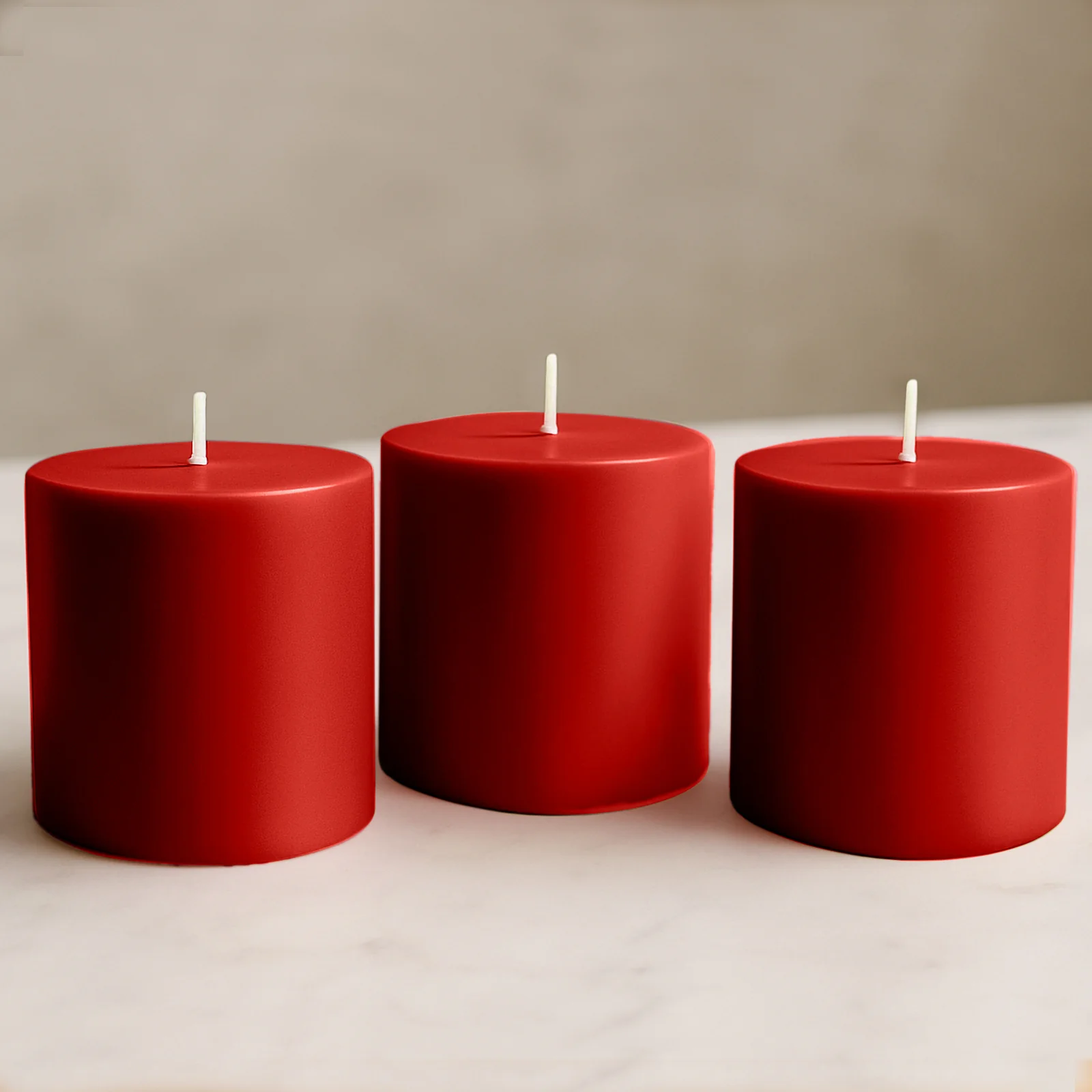 6-Pack Unscented Pillar Candles – Dripless 3"x3" Red Paraffin Wax with Smokeless Cotton Wicks, Clean & Long-Lasting 30-Hour Burn - Image 7