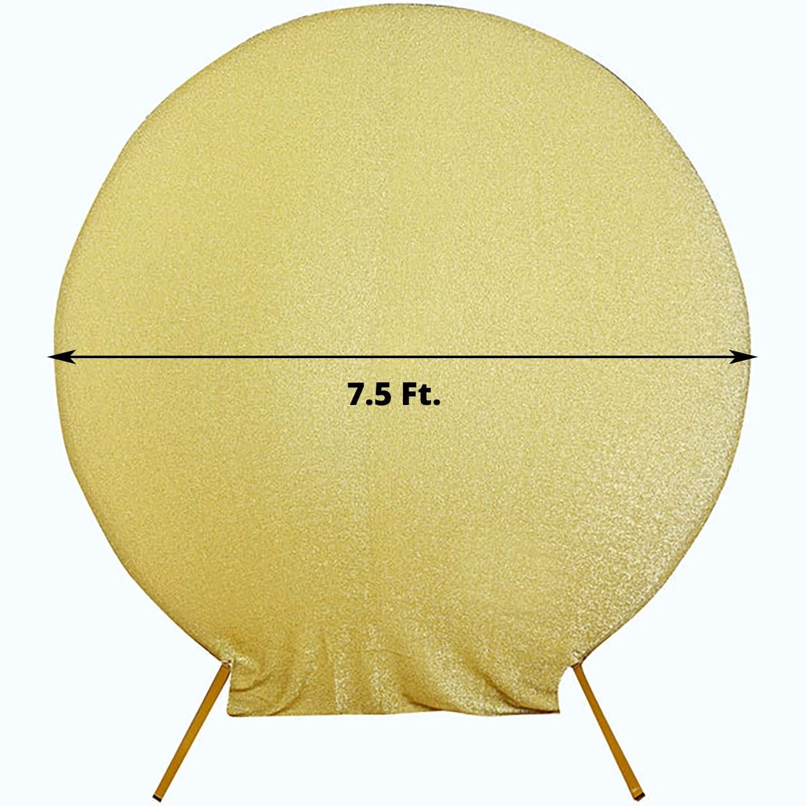Champagne Metallic Shimmer Tinsel Spandex Party Photo Backdrop, 2-Sided Round Wedding Arch Cover 7.5ft - Image 3