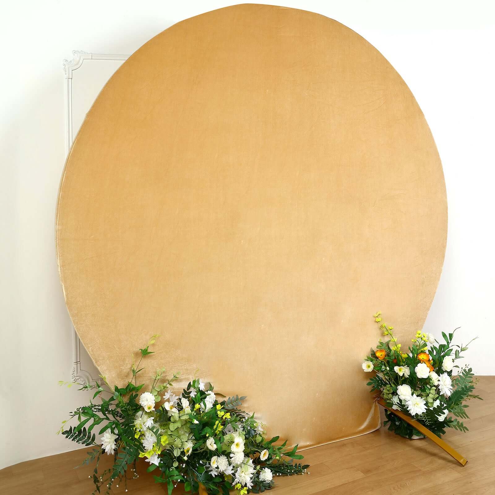 Champagne Soft Velvet Fitted Round Wedding Arch Backdrop Cover 7.5ft - Image 8