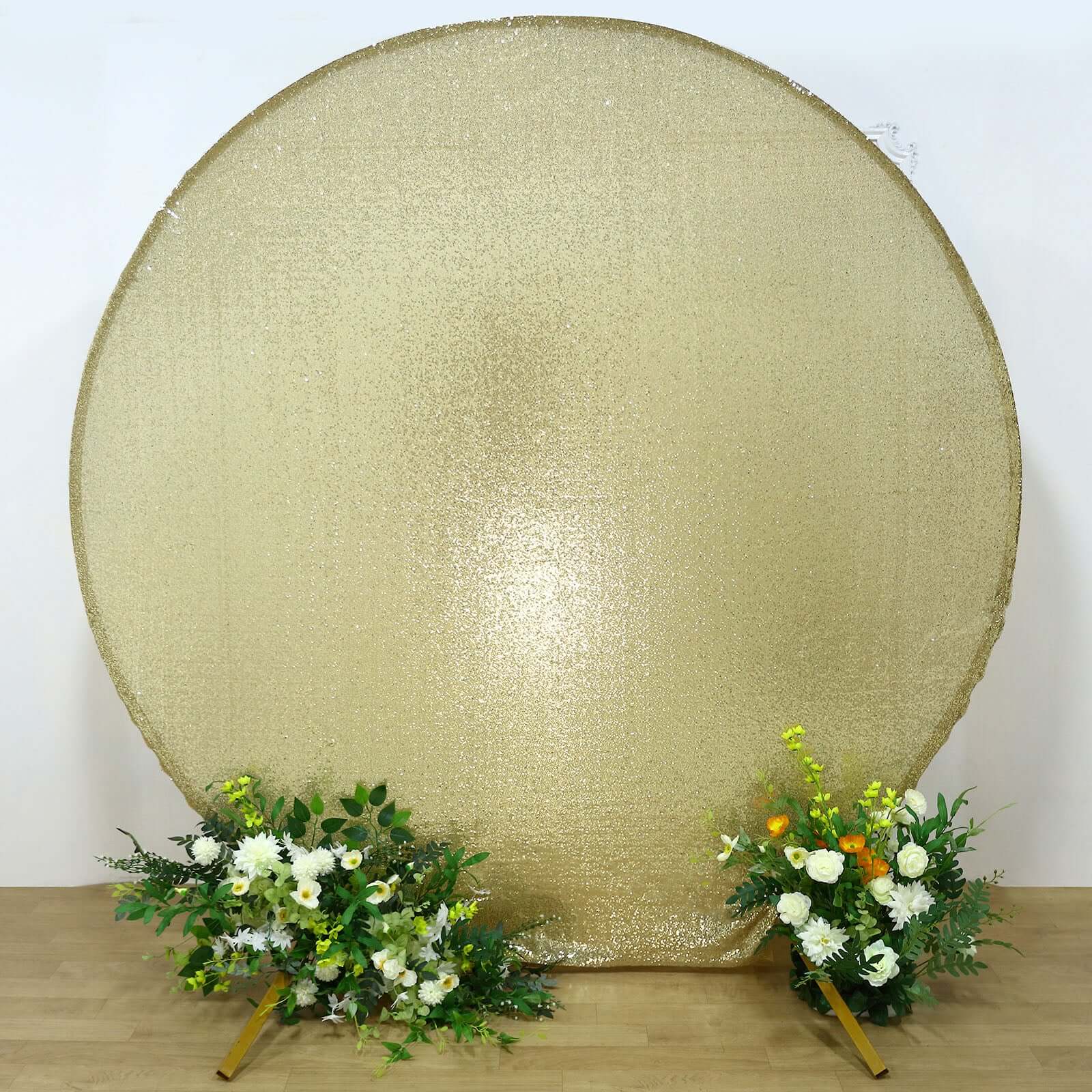 Champagne Sparkle Sequin Photo Backdrop Stand Cover, Shiny Shimmer Round Wedding Arch Cover, 2-Sided Custom Fit 7.5ft - Image 5