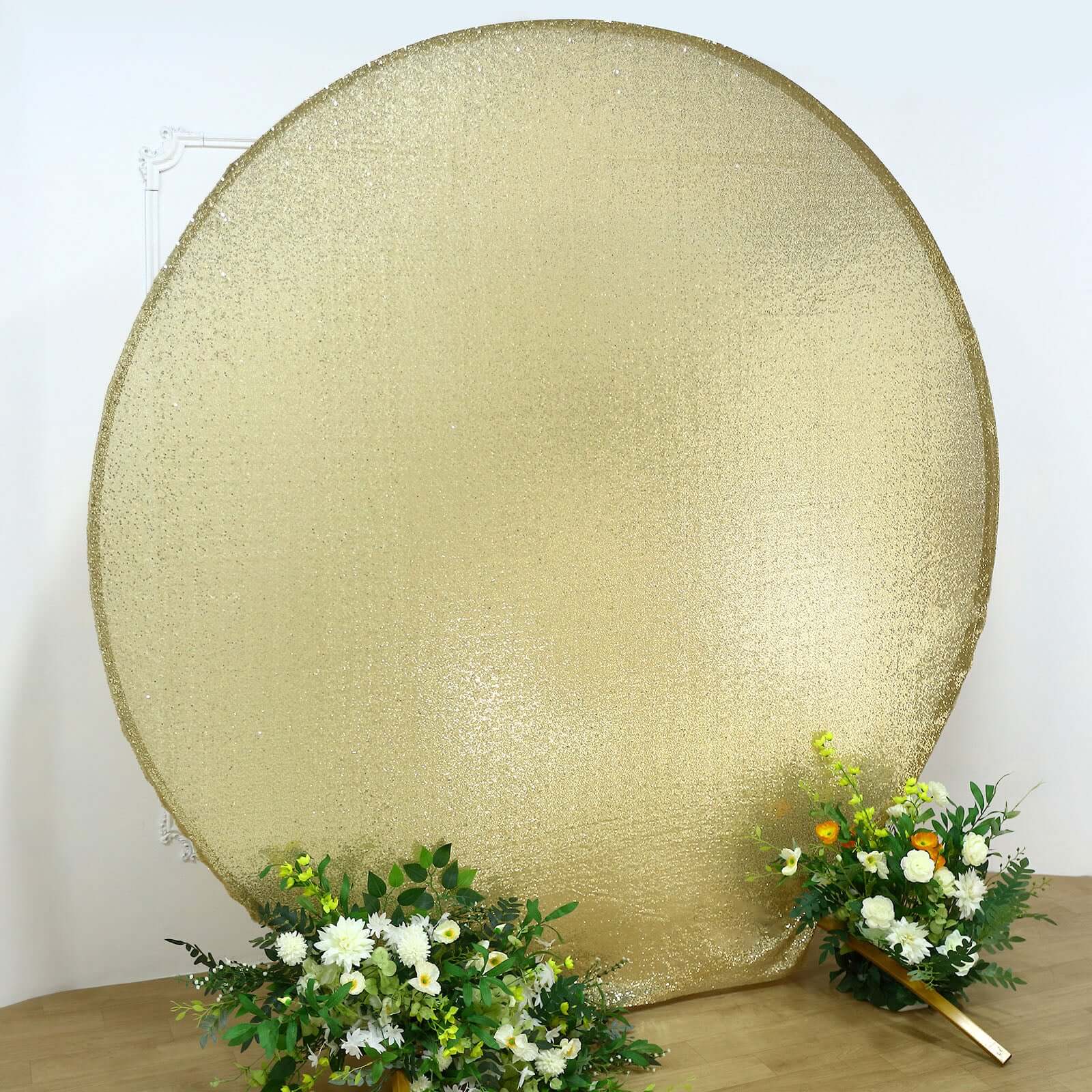 Champagne Sparkle Sequin Photo Backdrop Stand Cover, Shiny Shimmer Round Wedding Arch Cover, 2-Sided Custom Fit 7.5ft - Image 7