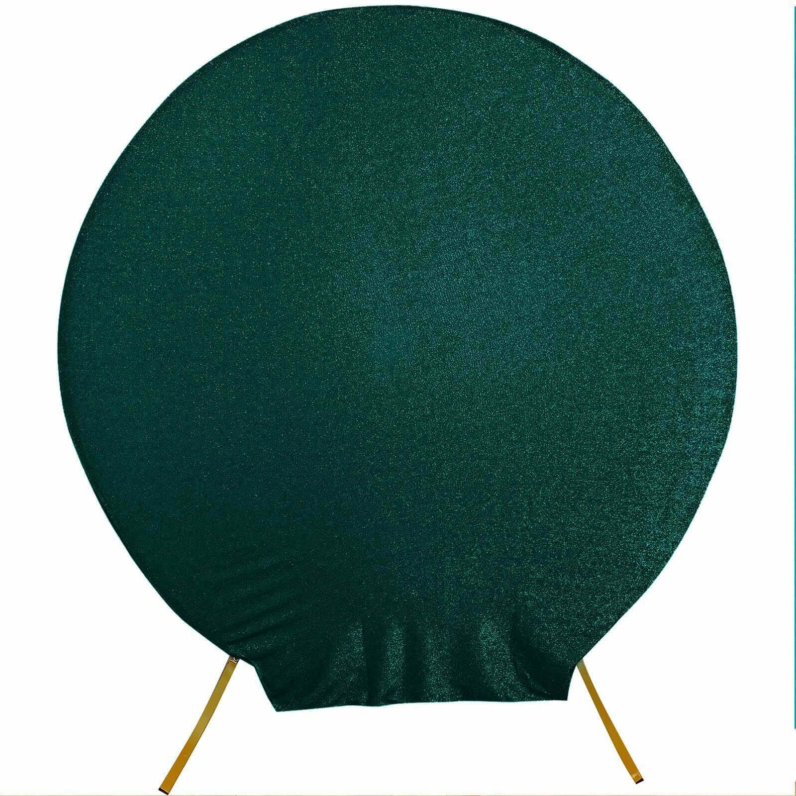 Hunter Emerald Green Metallic Shimmer Tinsel Spandex Party Photo Backdrop, 2-Sided Round Wedding Arch Cover 7.5ft - Image 6
