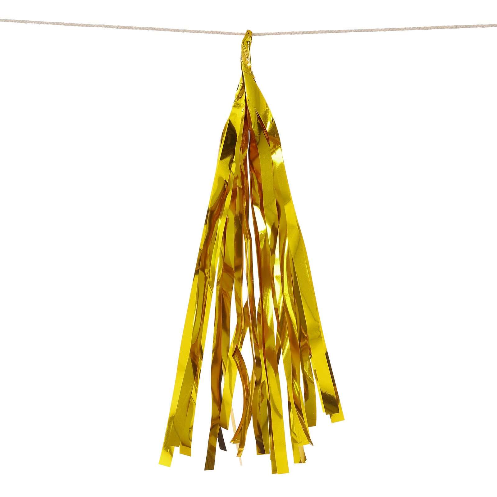 Metallic Gold Foil Tassels Fringe Garland, Tinsel Streamer Party Backdrop Decorations 7.5ft Long - Image 7