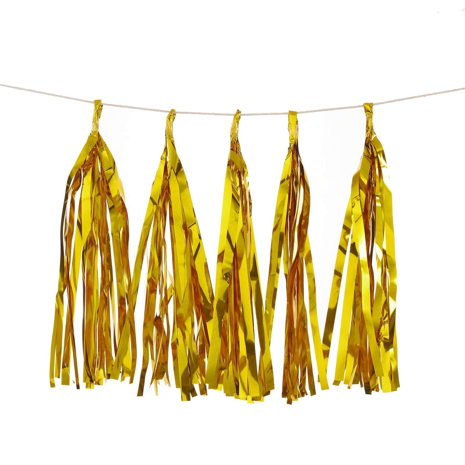 Metallic Gold Foil Tassels Fringe Garland, Tinsel Streamer Party Backdrop Decorations 7.5ft Long - Image 8