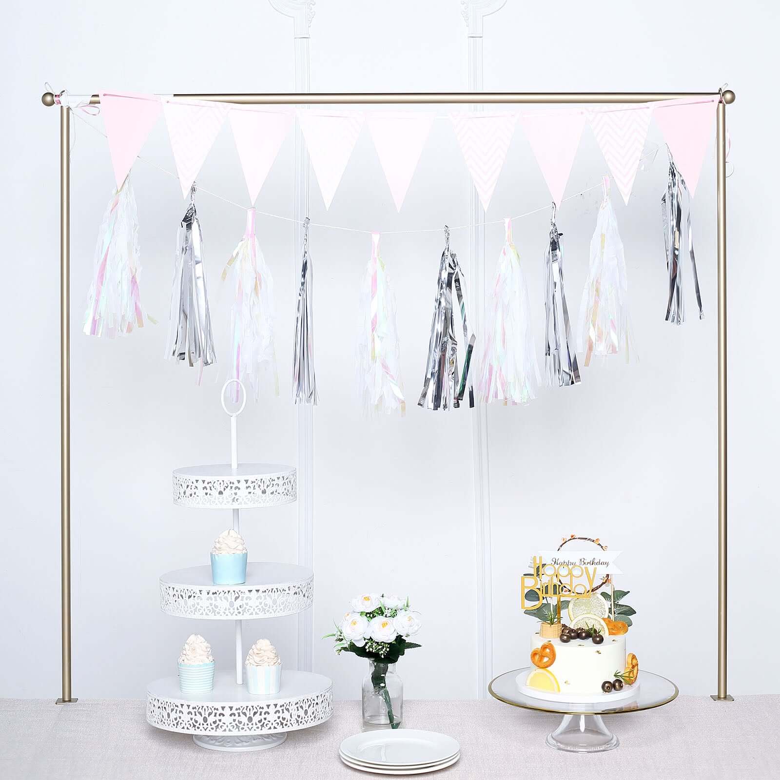 Metallic Silver Foil Tassels Fringe Garland, Tinsel Streamer Party Backdrop Decorations 7.5ft Long - Image 7