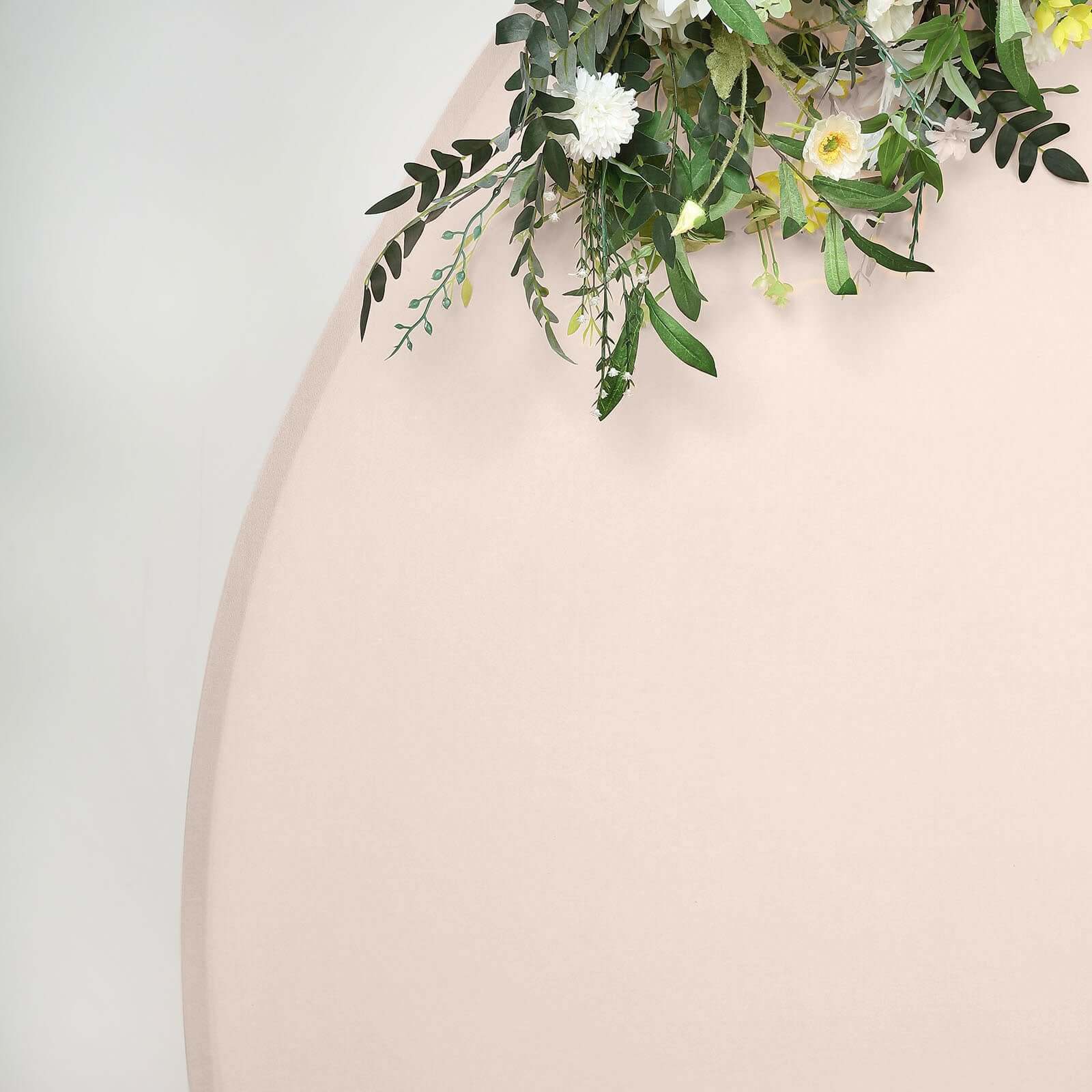 Matte Blush Round Spandex Fit Wedding Backdrop Stand Cover 7.5ft - Image 2