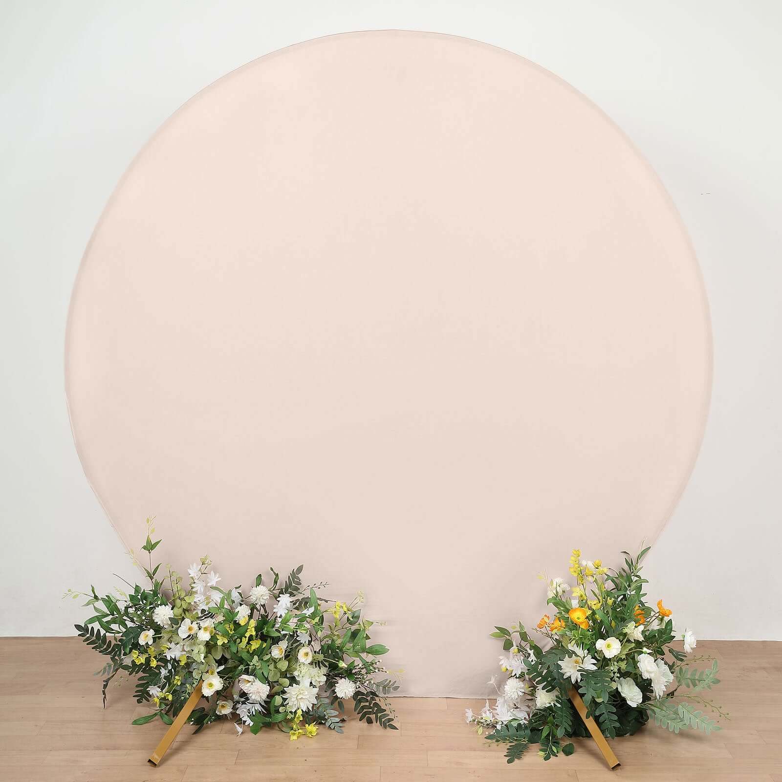Matte Blush Round Spandex Fit Wedding Backdrop Stand Cover 7.5ft - Image 7