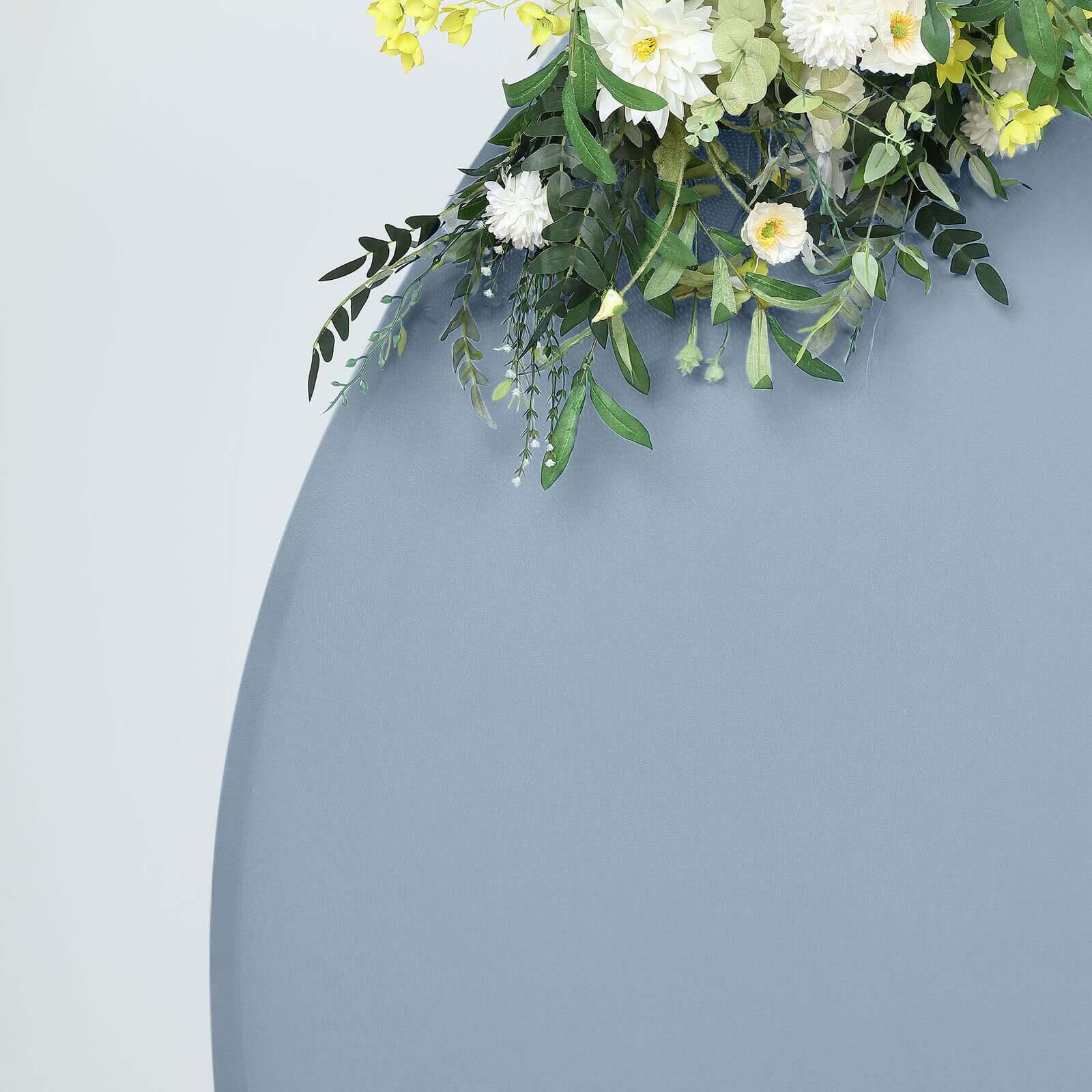 Matte Dusty Blue Round Spandex Fit Wedding Backdrop Stand Cover 7.5ft - Image 2