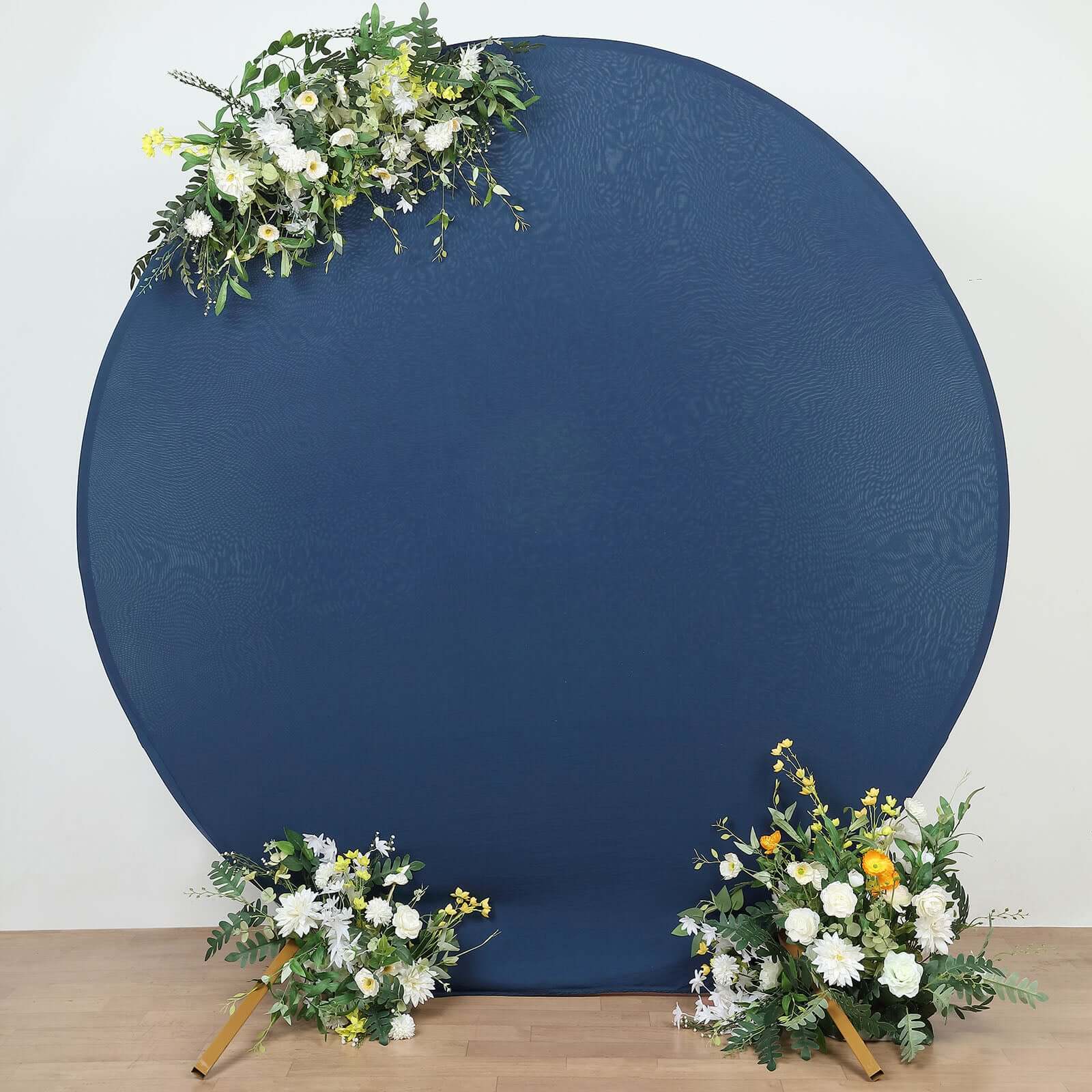 Matte Navy Blue Round Spandex Fit Wedding Backdrop Stand Cover 7.5ft