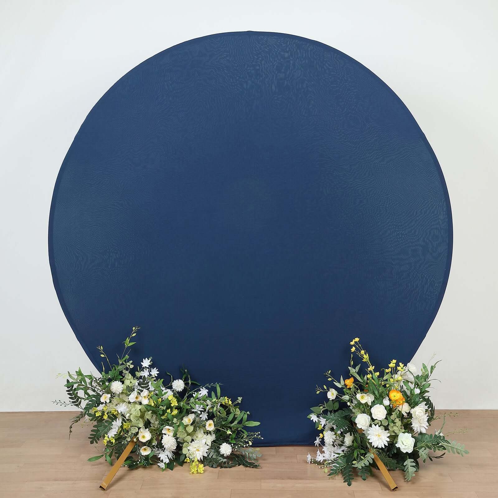 Matte Navy Blue Round Spandex Fit Wedding Backdrop Stand Cover 7.5ft - Image 8