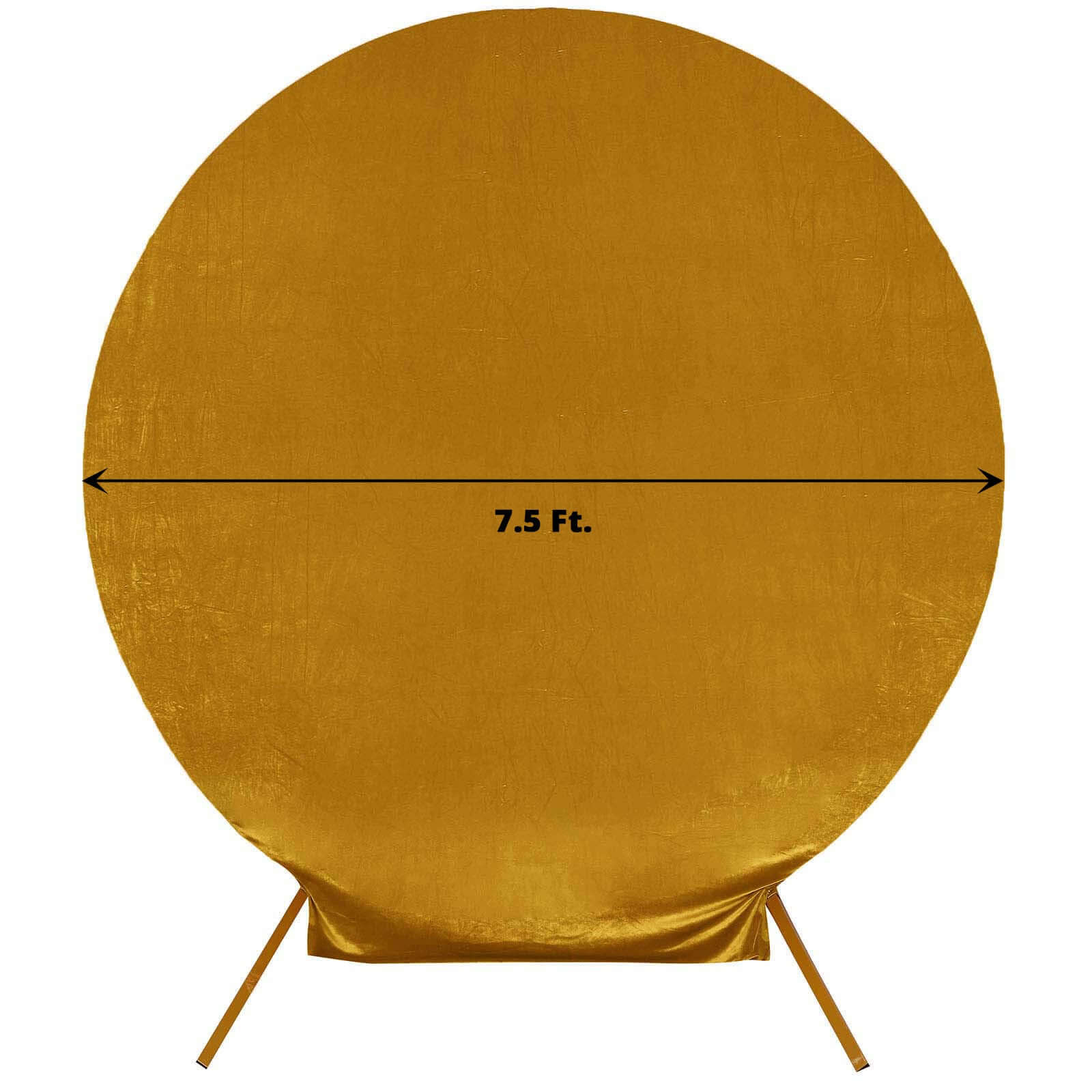 Gold Soft Velvet Fitted Round Wedding Arch Backdrop Cover 7.5ft - Image 3