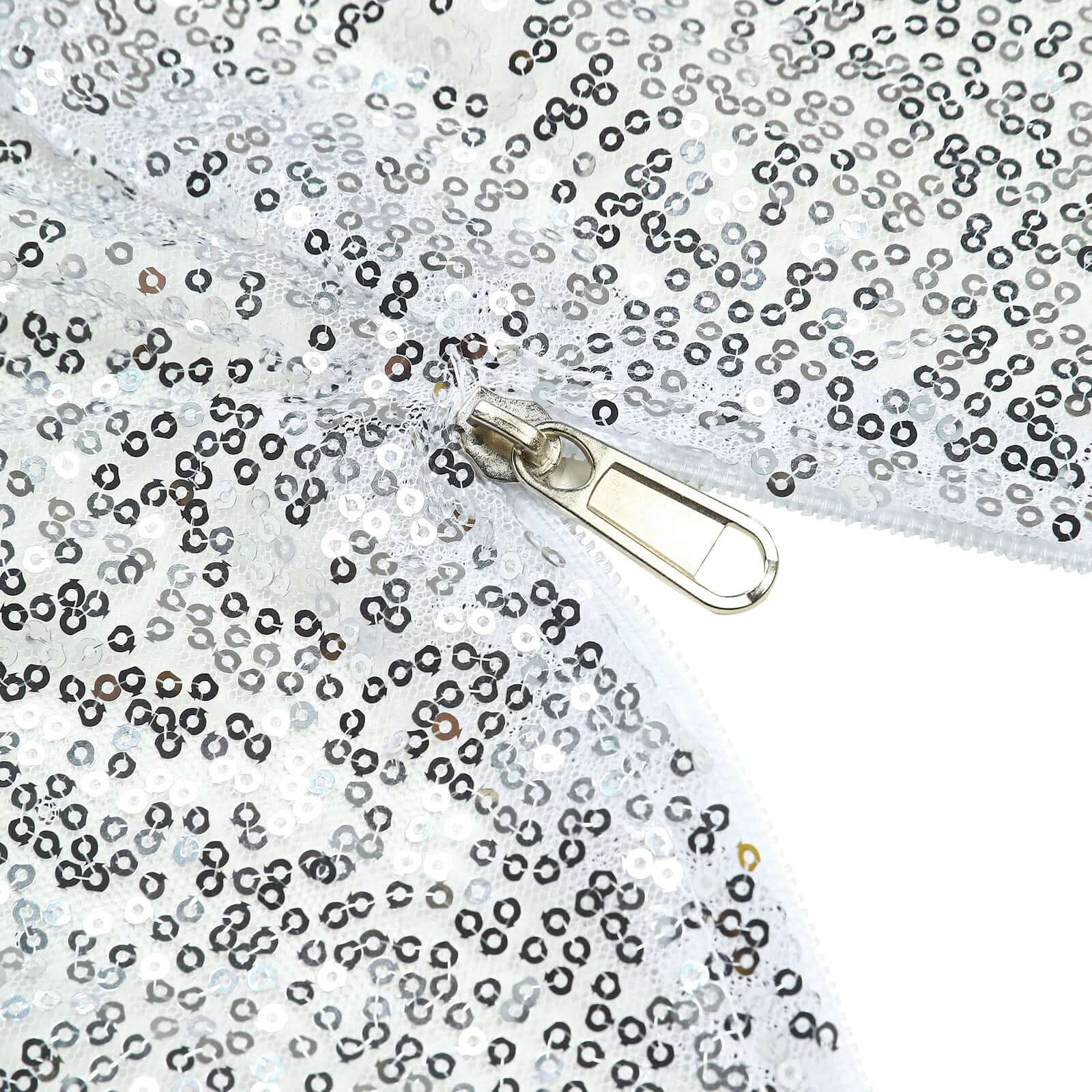 Metallic Silver Sparkle Sequin Photo Backdrop Stand Cover, Shiny Shimmer Round Wedding Arch Cover, 2-Sided Custom Fit 7.5ft - Image 8