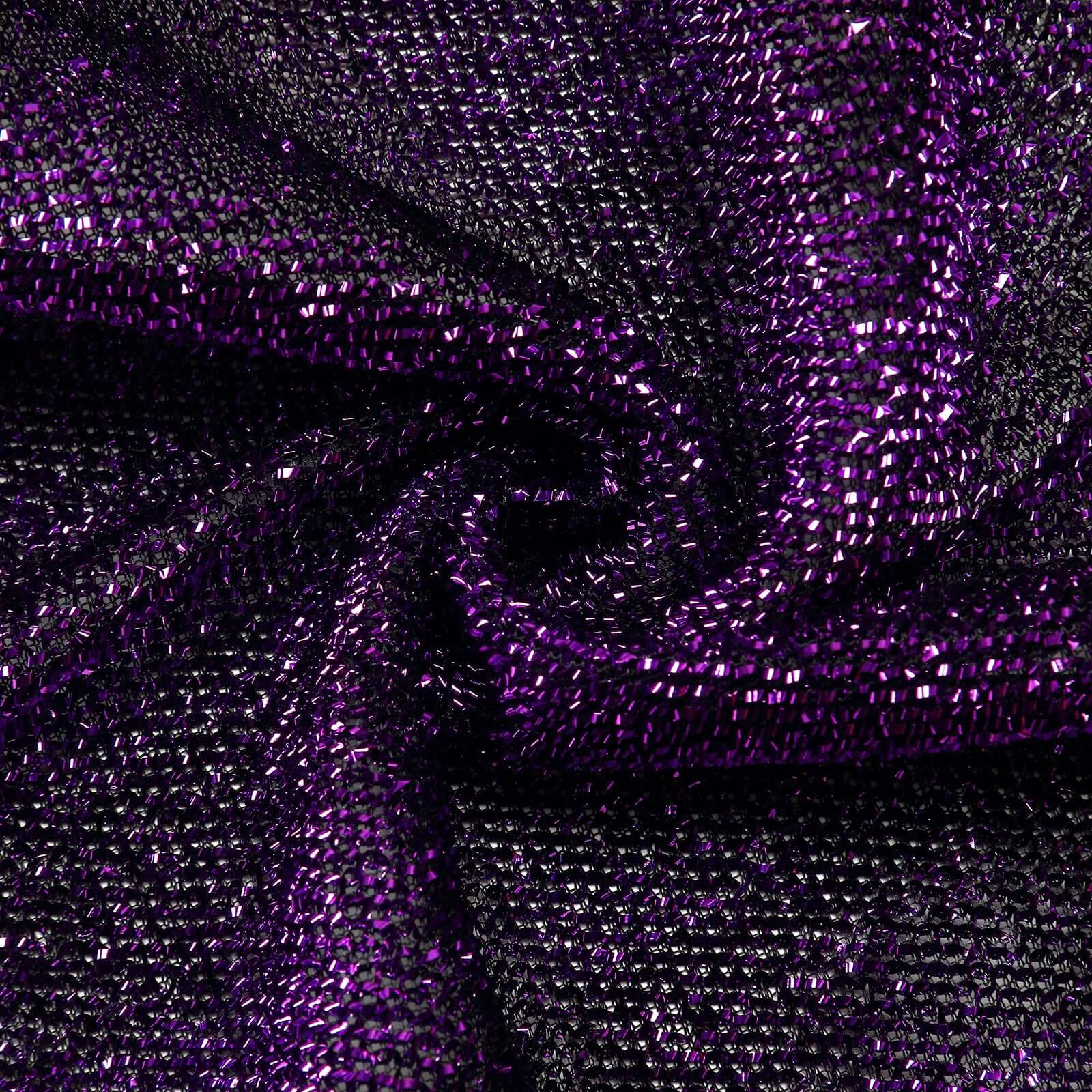 Purple Metallic Shimmer Tinsel Spandex Party Photo Backdrop, 2-Sided Round Wedding Arch Cover 7.5ft - Image 8