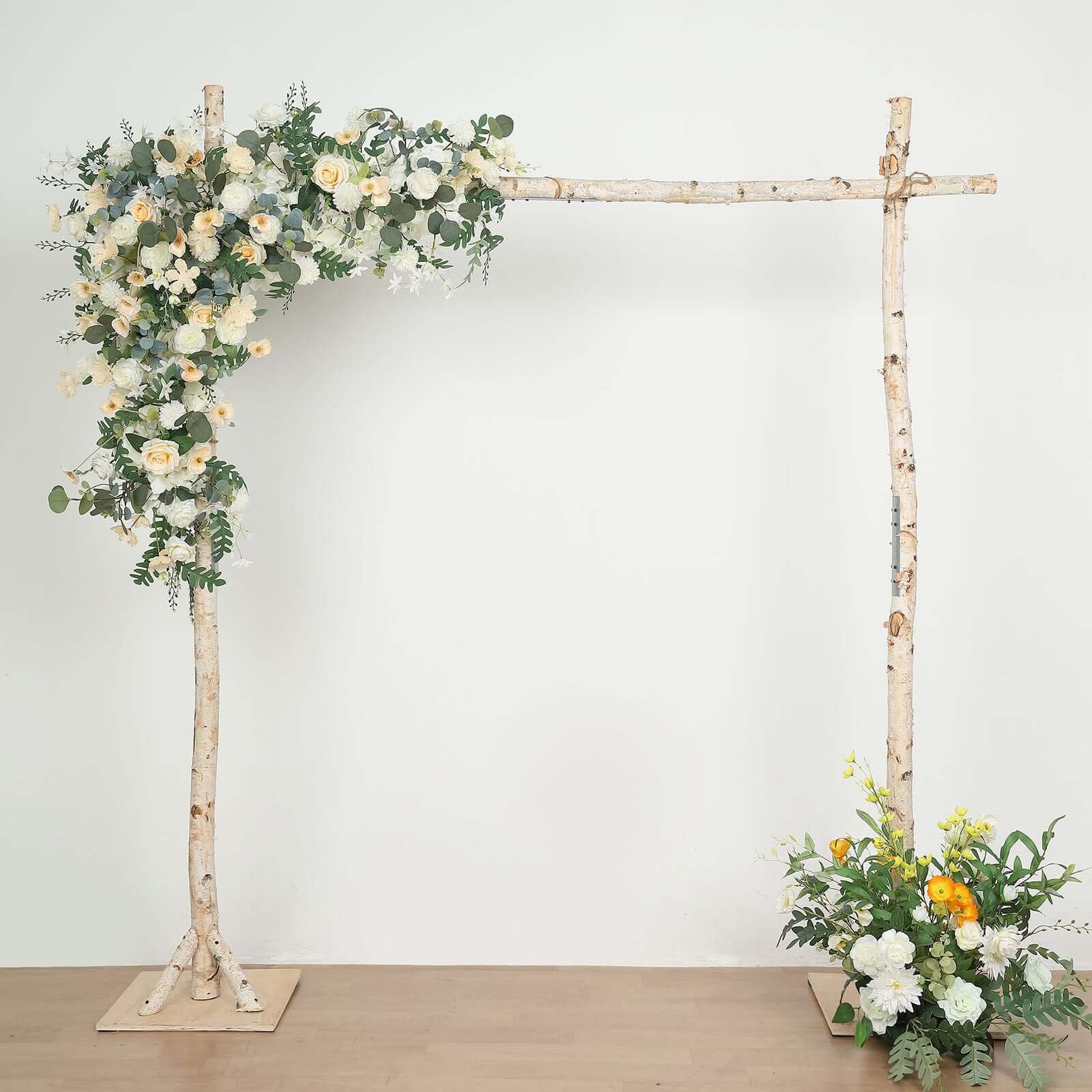 Rustic Natural Birchwood Square Wedding Ceremony Backdrop Stand 7.5ft