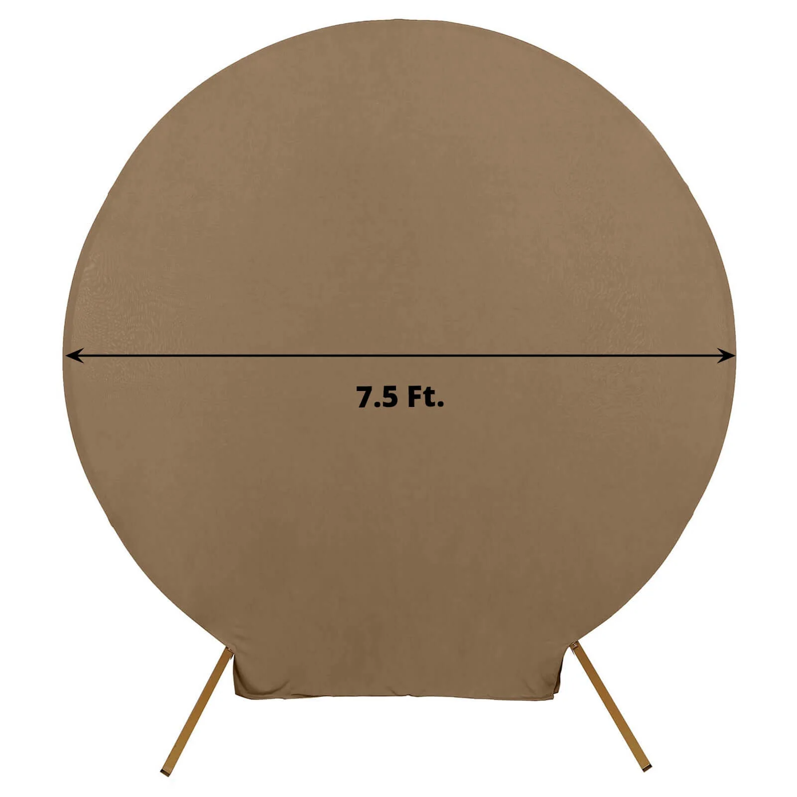 Taupe Round Spandex Fit Wedding Backdrop Stand Cover 7.5ft - Image 3