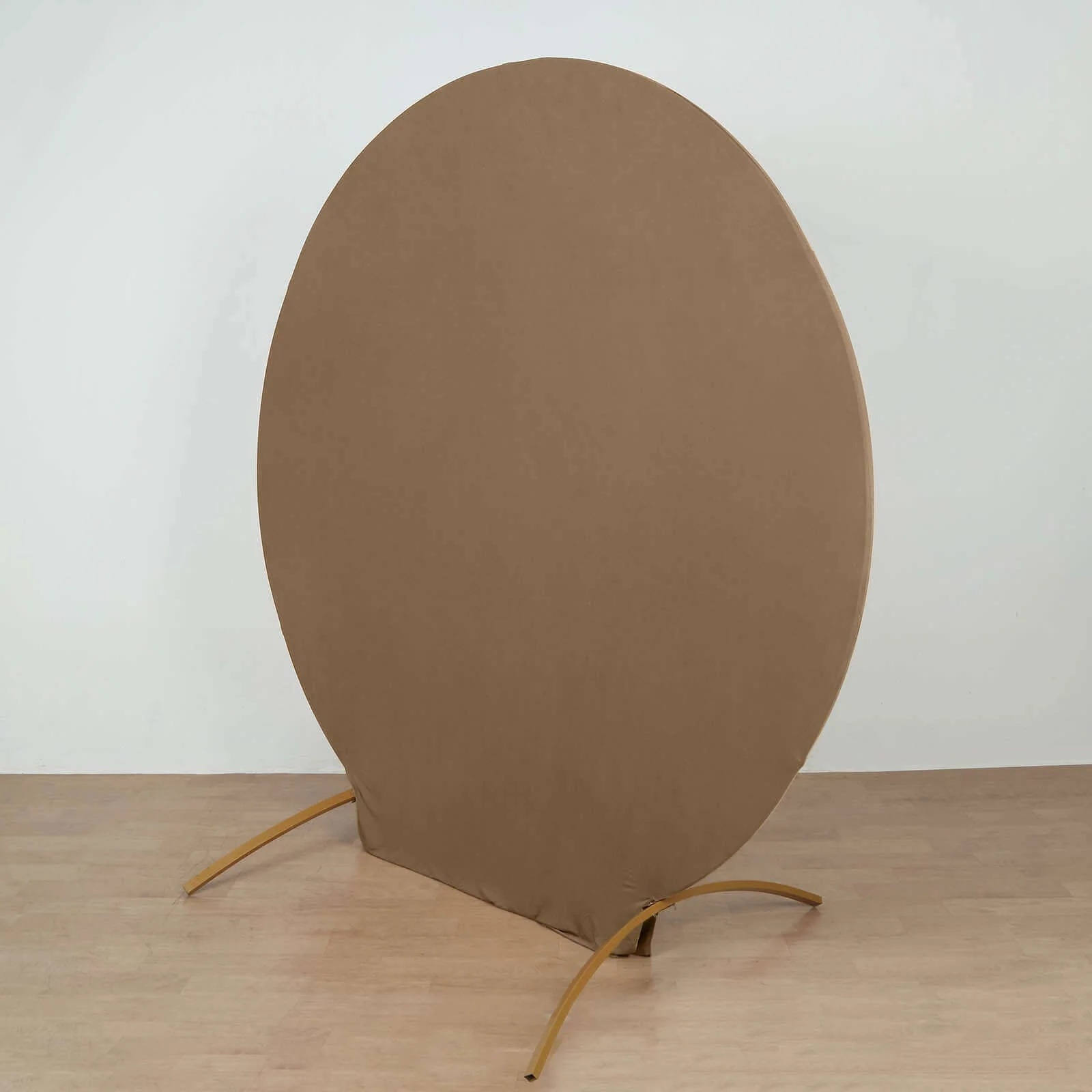 Taupe Round Spandex Fit Wedding Backdrop Stand Cover 7.5ft - Image 6