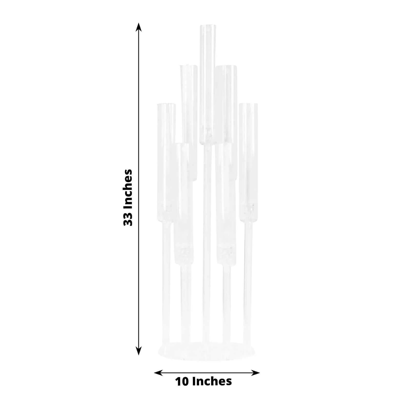 7-Arm Acrylic Cluster Round Taper Candelabra with Circular Base 33" Clear - Sophisticated Pillar Candle Holder Table Centerpiece for Events - Image 3