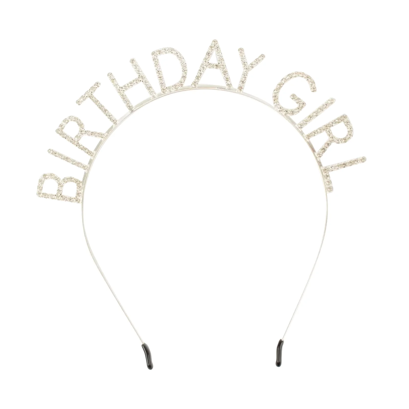 Silver Metal Diamond "Birthday Girl" Crown, Rhinestone Tiara Headband 7" - Image 7