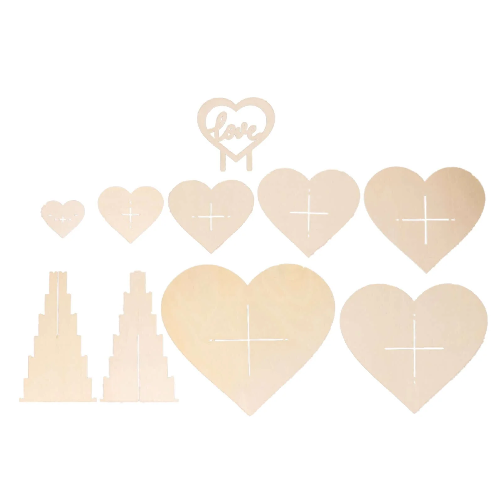 7-Tier Wooden Chocolate Display Stand 16" Heart Shape Natural with "Love" Topper - DIY Dessert Table Tower Rack - Image 15