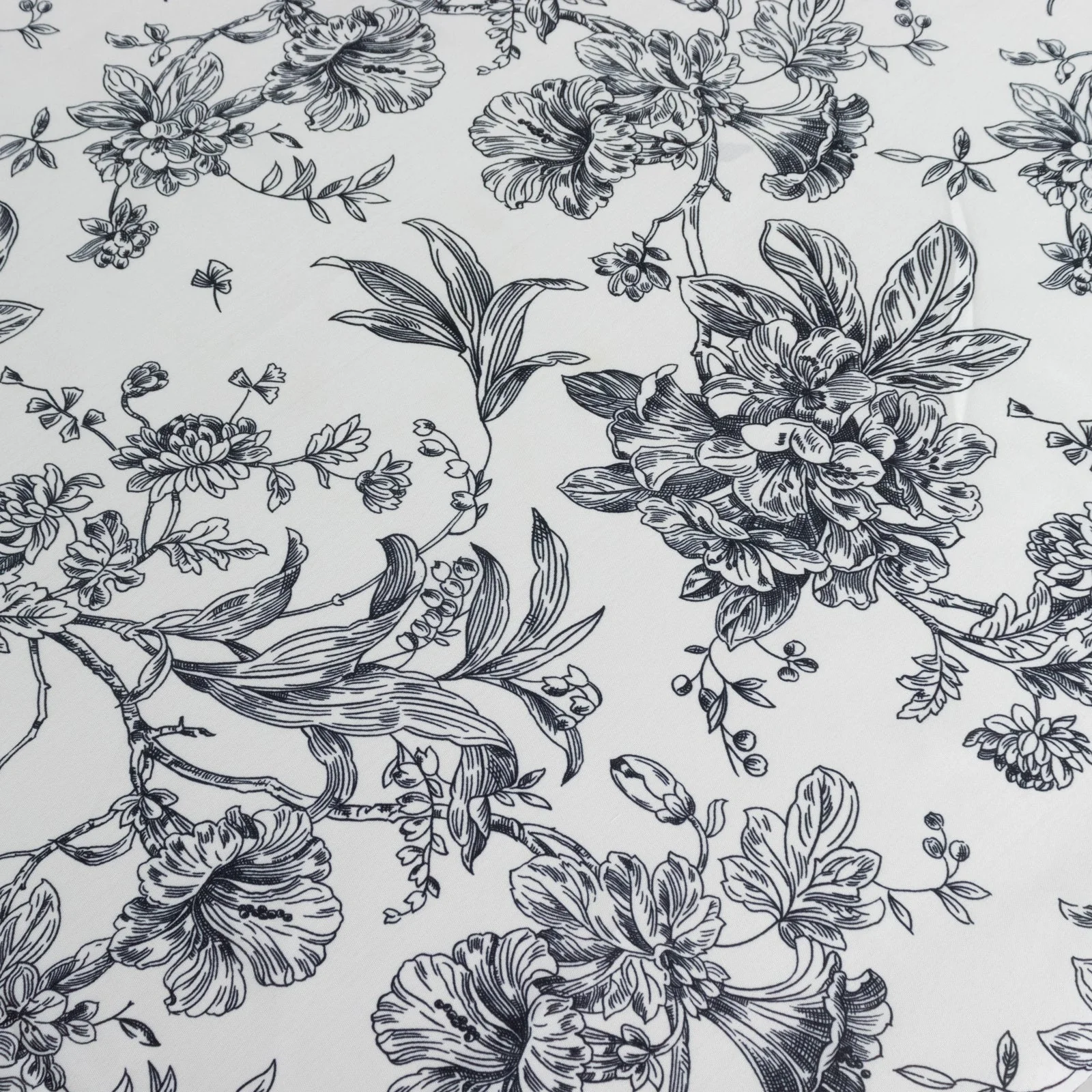 Polyester Square Tablecloth 70"x70" White with Black French Toile Pattern - Sophisticated Table Cover for Chic Weddings & Events - Image 5