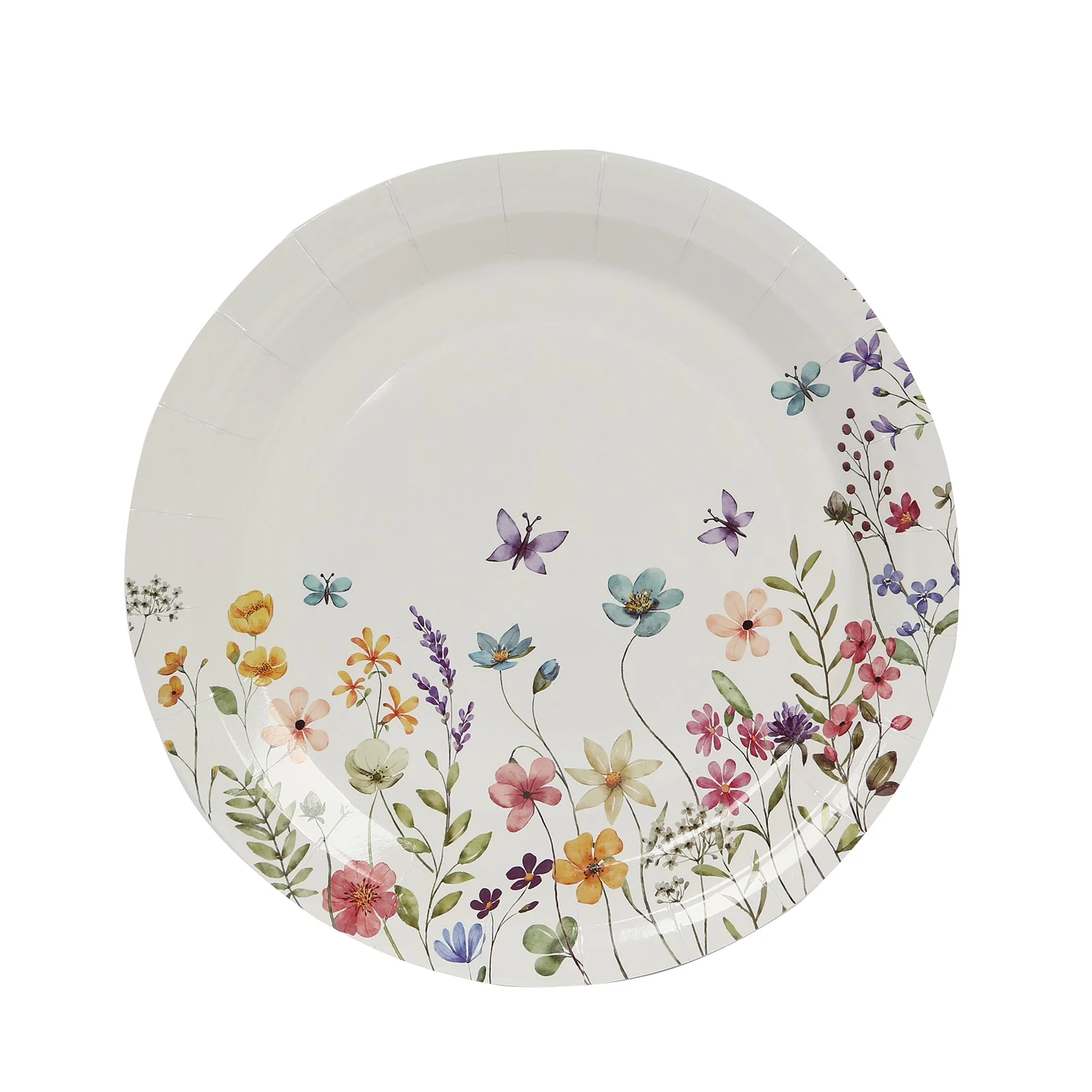72 Pcs Paper Plates and Cups Set in White with Wildflower Butterfly Print - Disposable Party Supplies for Birthdays, Weddings & Events - Image 13