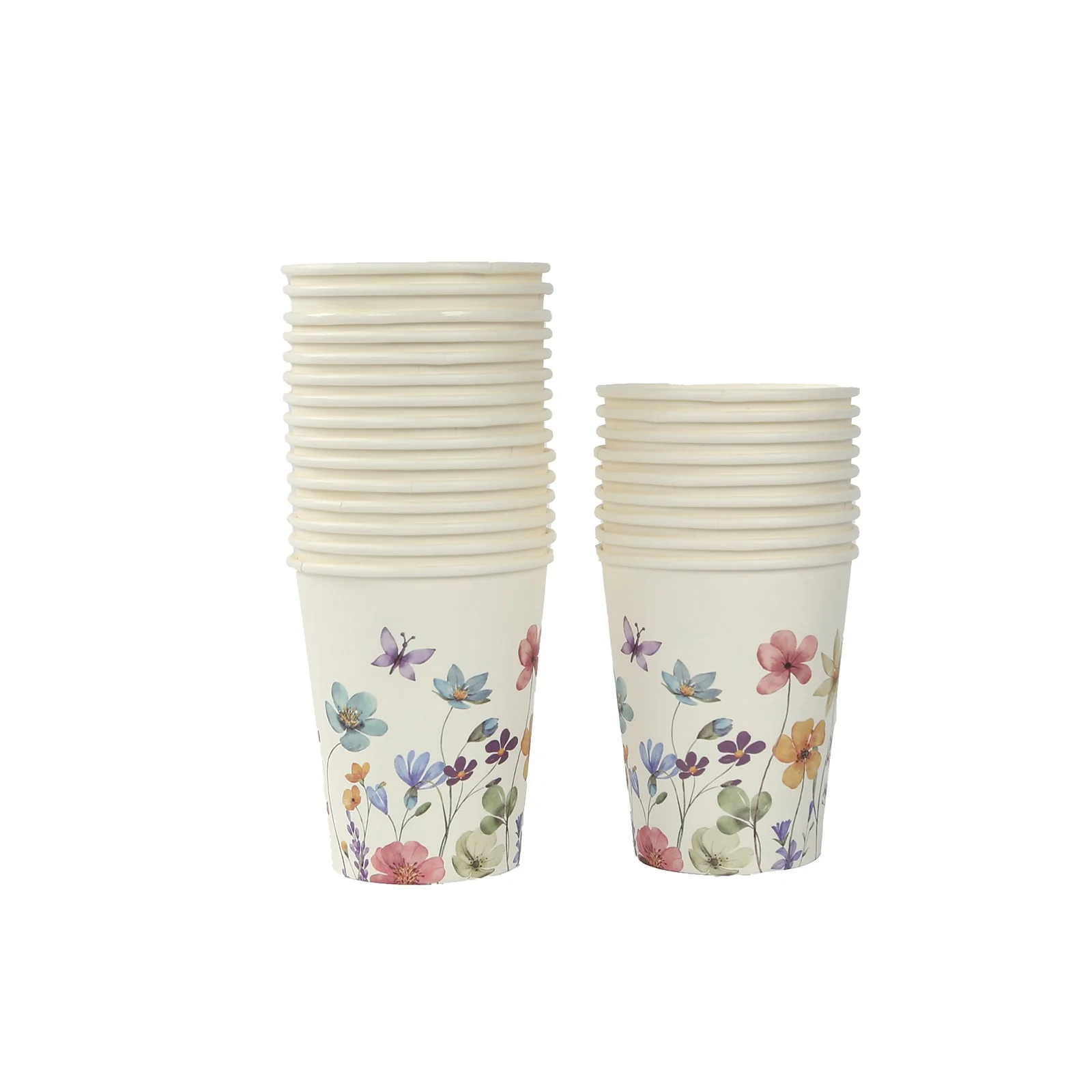 72 Pcs Paper Plates and Cups Set in White with Wildflower Butterfly Print - Disposable Party Supplies for Birthdays, Weddings & Events - Image 14