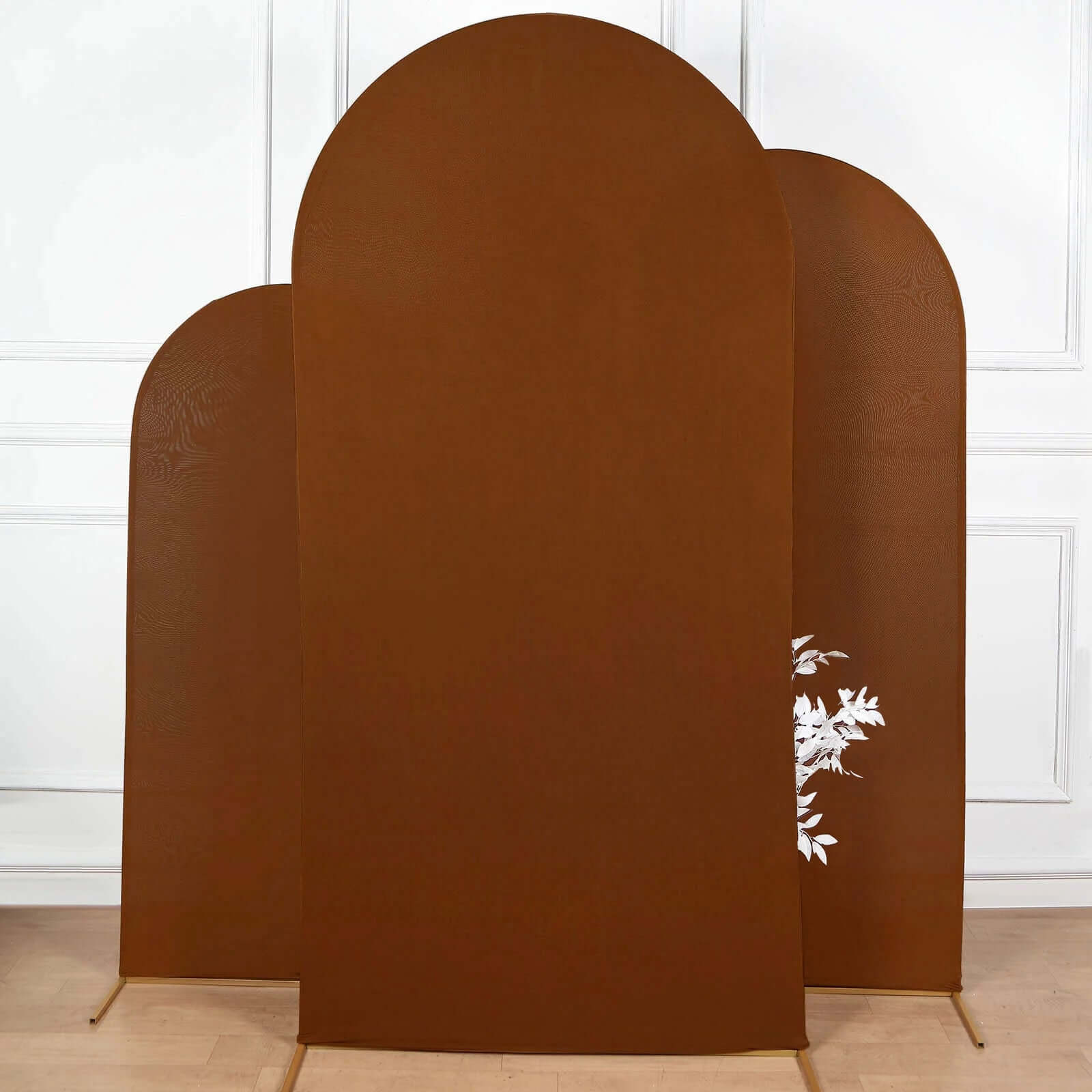 Cinnamon Brown Spandex Fitted Wedding Arch Cover For Round Top Chiara Backdrop Stand 7ft - Image 7