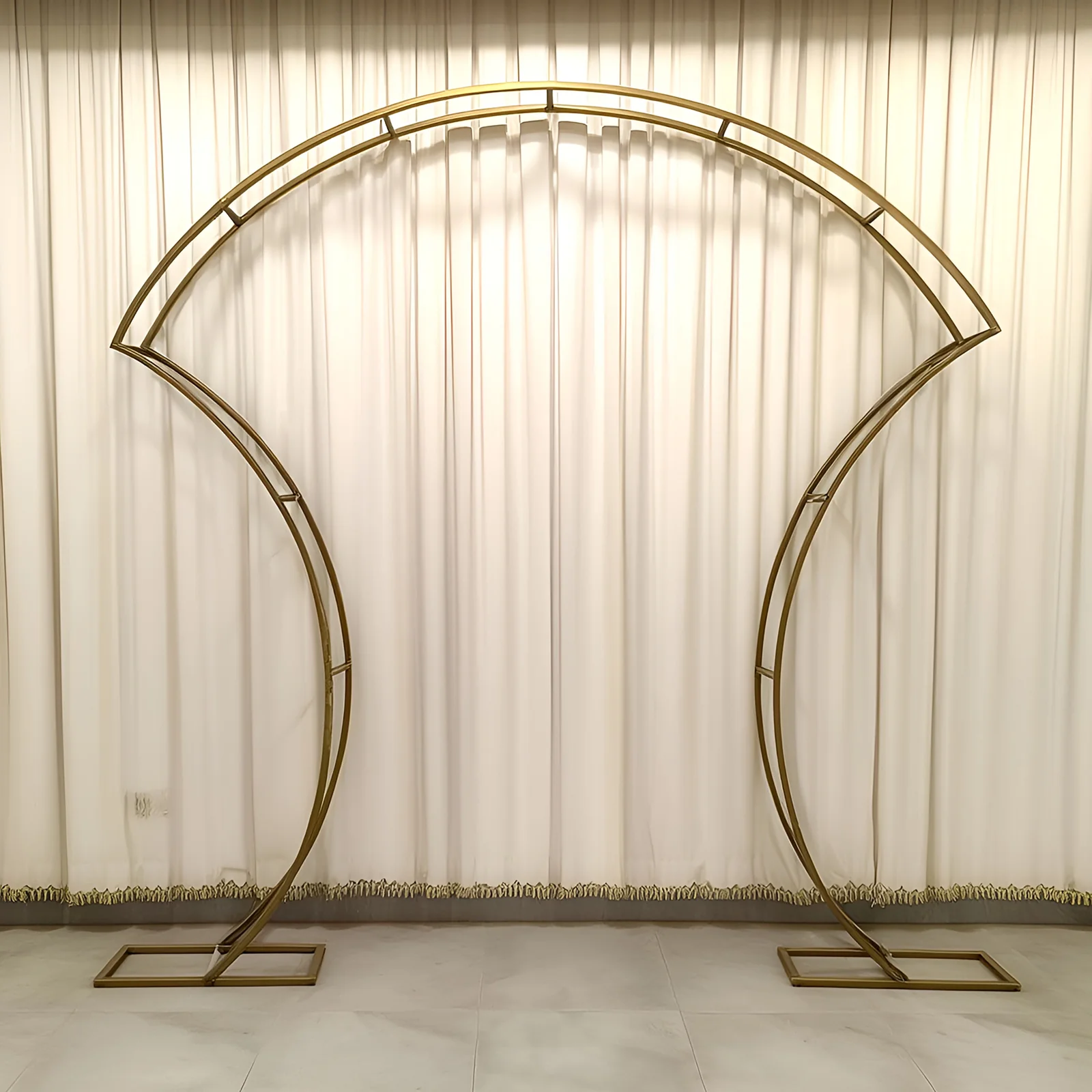 7ft Double-Curved Metal Arch Frame – Gold Backdrop, Balloon & Flower Arrangement Display Stand - Image 6