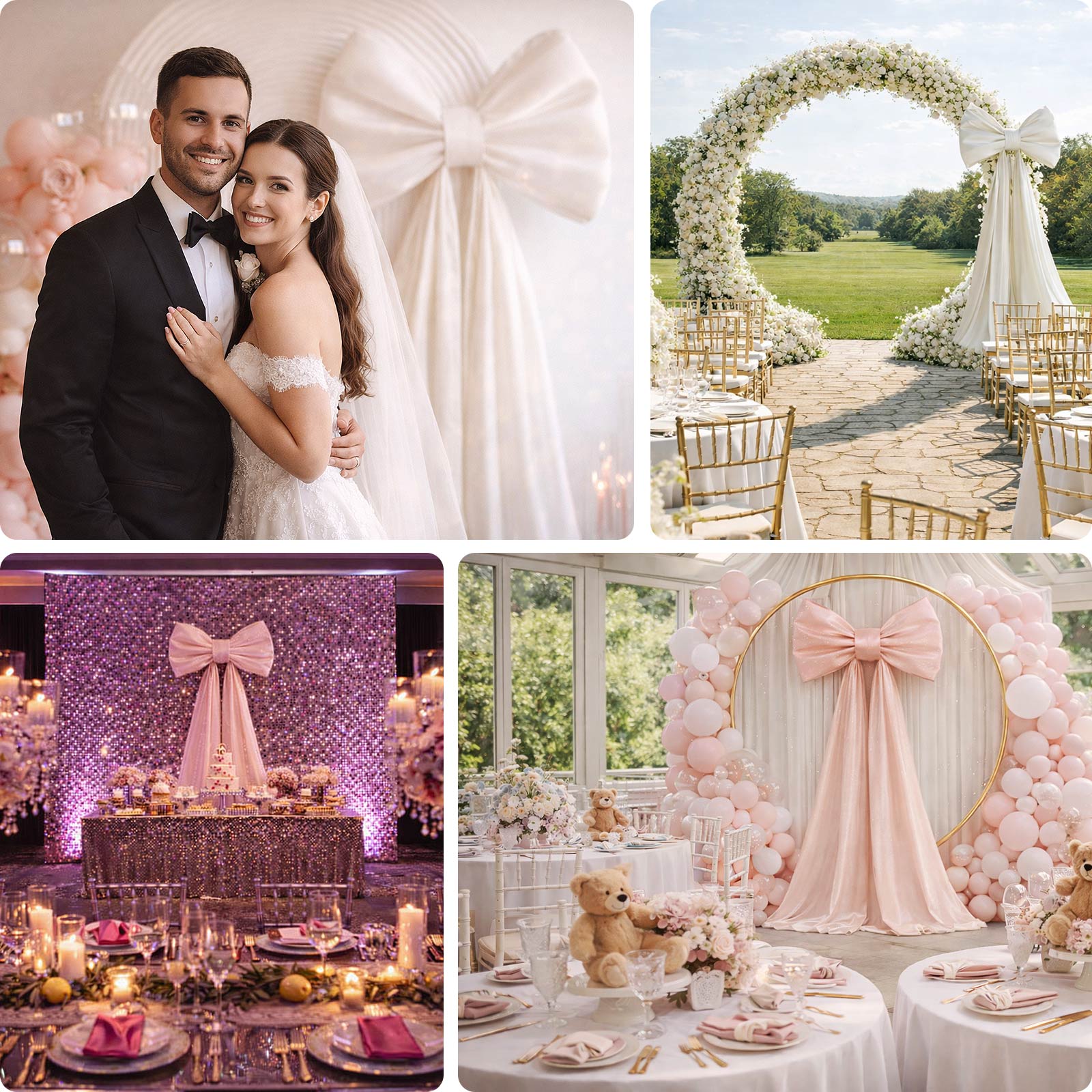 7ft Giant Blush Pink Bow Tie Décor for Weddings, Baby Showers & Events - Image 5