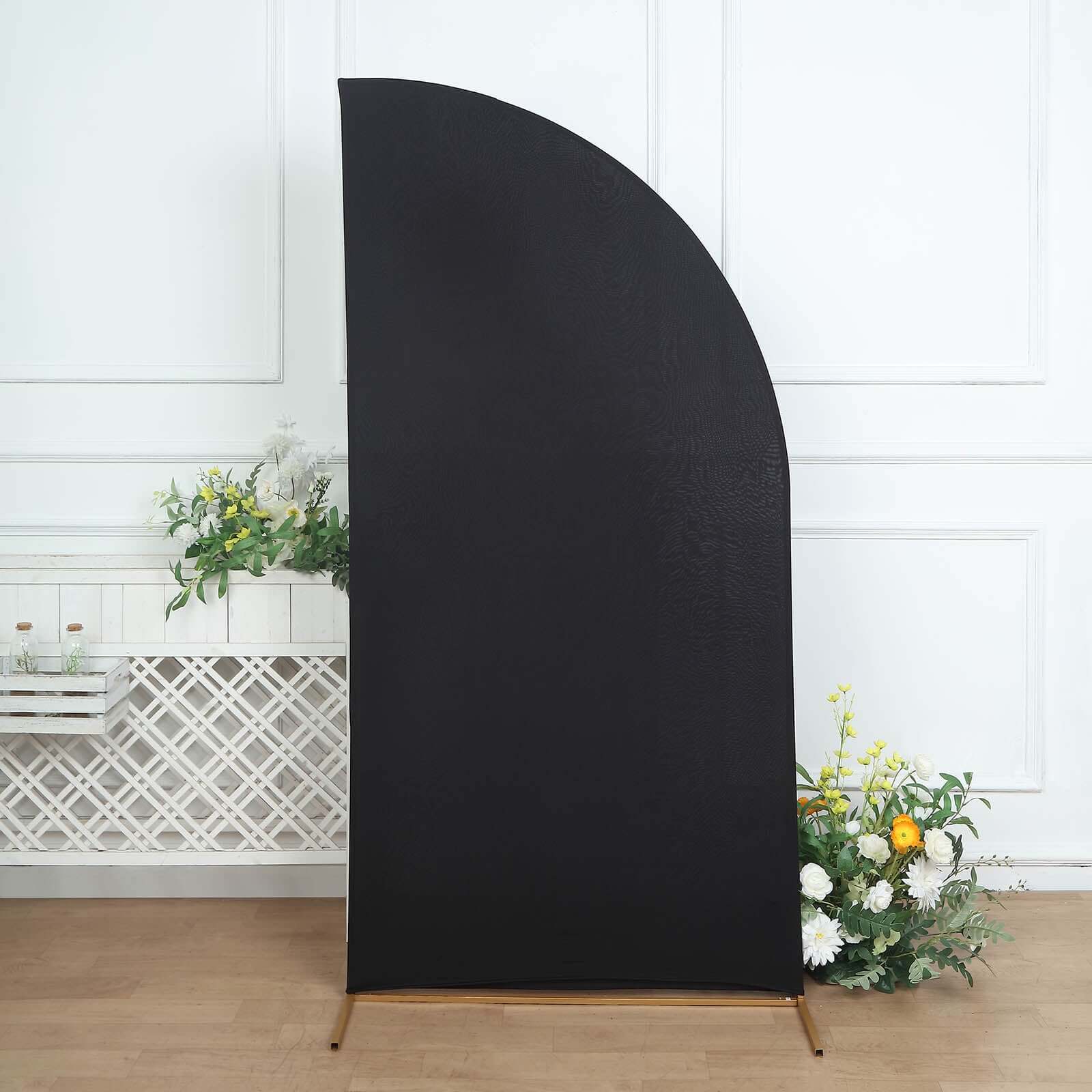 Matte Black Fitted Spandex Half Moon Wedding Arch Cover, Custom Fit Chiara Backdrop Stand Cover 7ft - Image 9