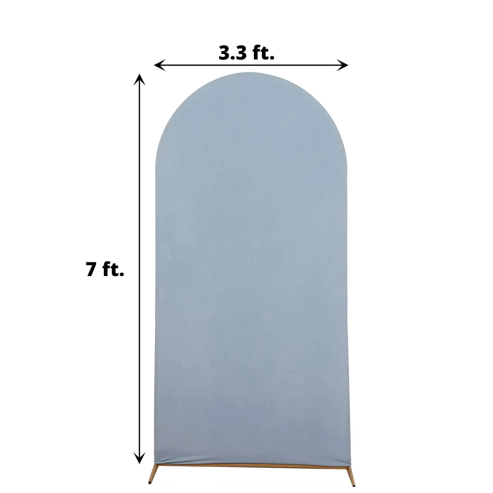 Matte Dusty Blue Spandex Fitted Wedding Arch Cover For Round Top Chiara Backdrop Stand 7ft - Image 3
