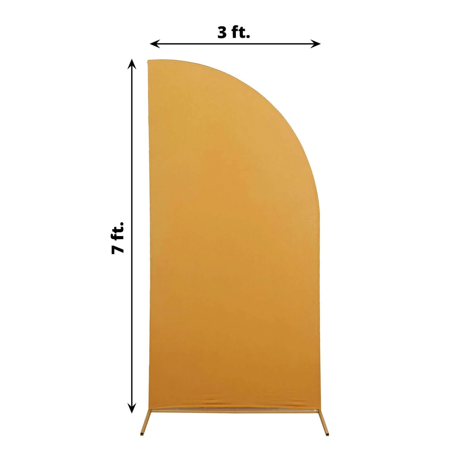 Matte Gold Fitted Spandex Half Moon Wedding Arch Cover, Custom Fit Chiara Backdrop Stand Cover 7ft - Image 3