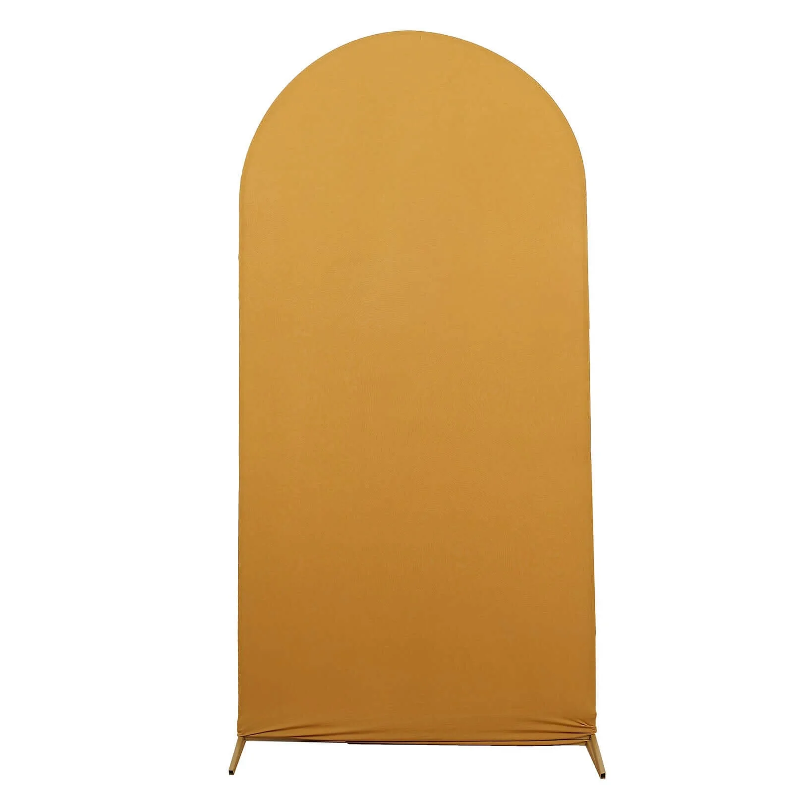 Matte Gold Spandex Fitted Wedding Arch Cover For Round Top Chiara Backdrop Stand 7ft - Image 6