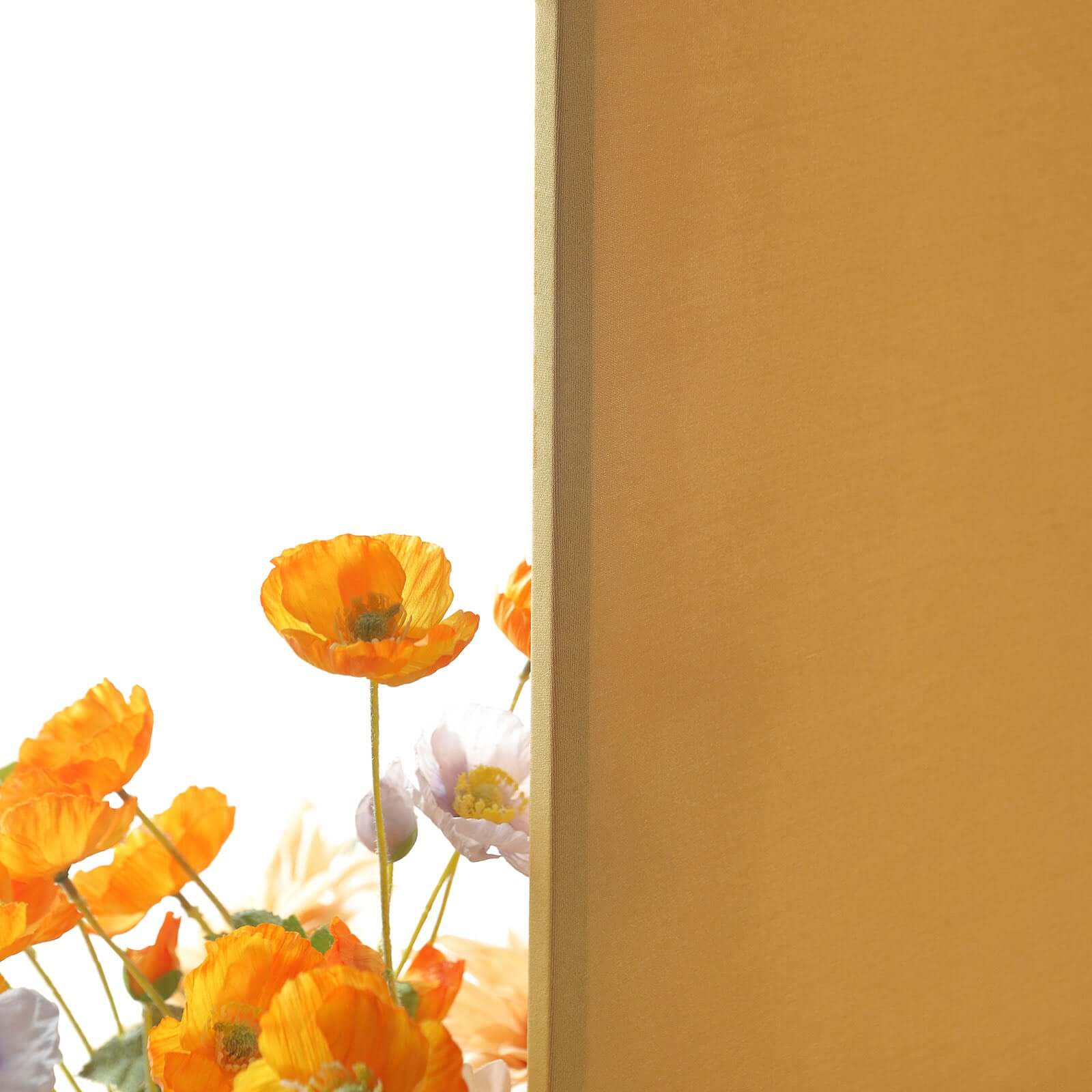 Matte Gold Spandex Fitted Wedding Arch Cover For Round Top Chiara Backdrop Stand 7ft - Image 9
