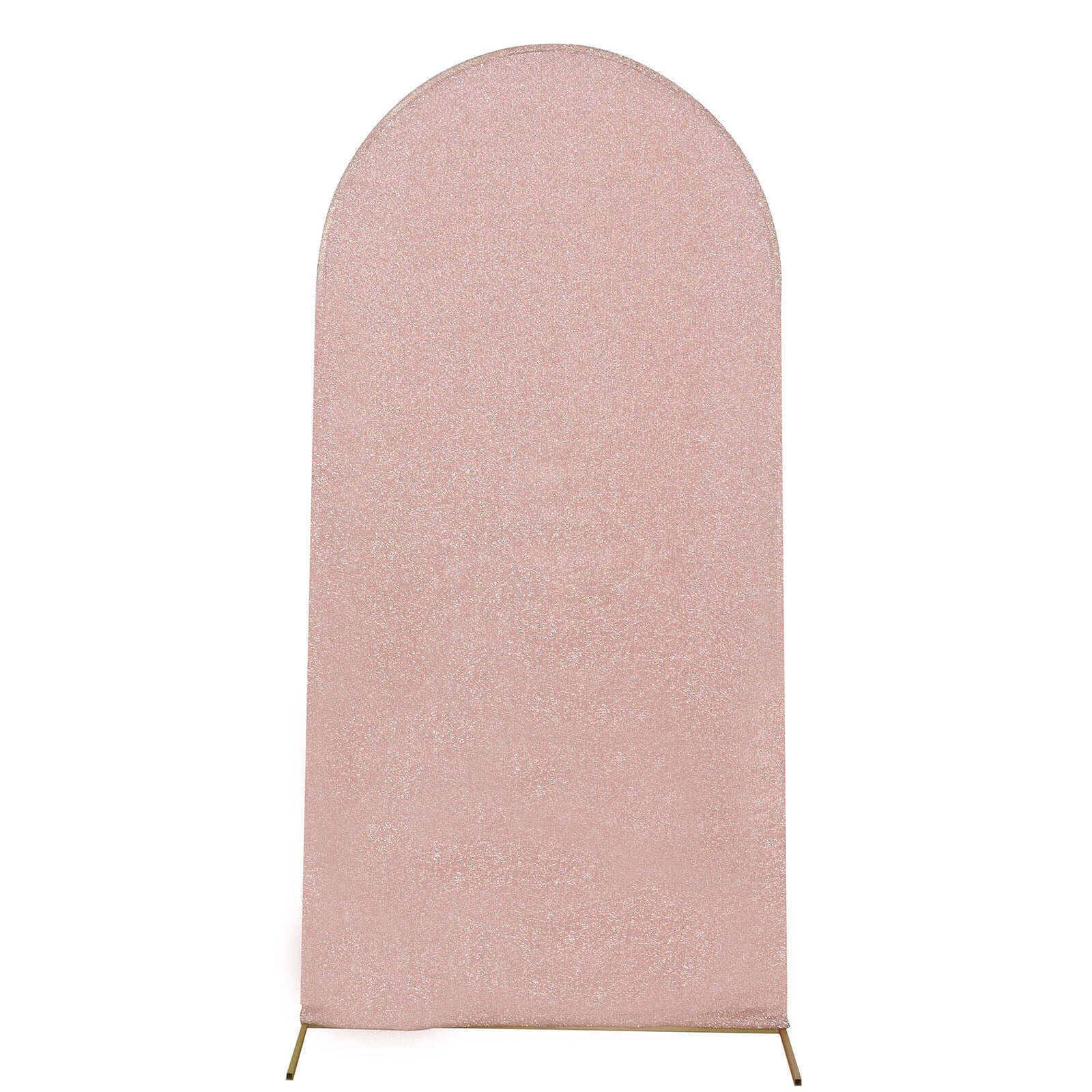 Rose Gold Shimmer Tinsel Spandex Wedding Arch Cover For Fitted Round Top Chiara Backdrop Stand 7ft - Image 5
