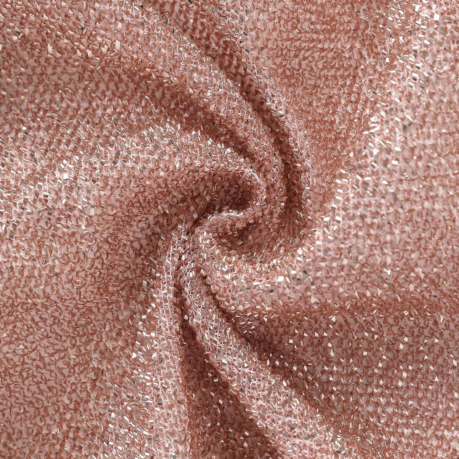 Rose Gold Shimmer Tinsel Spandex Wedding Arch Cover For Fitted Round Top Chiara Backdrop Stand 7ft - Image 8
