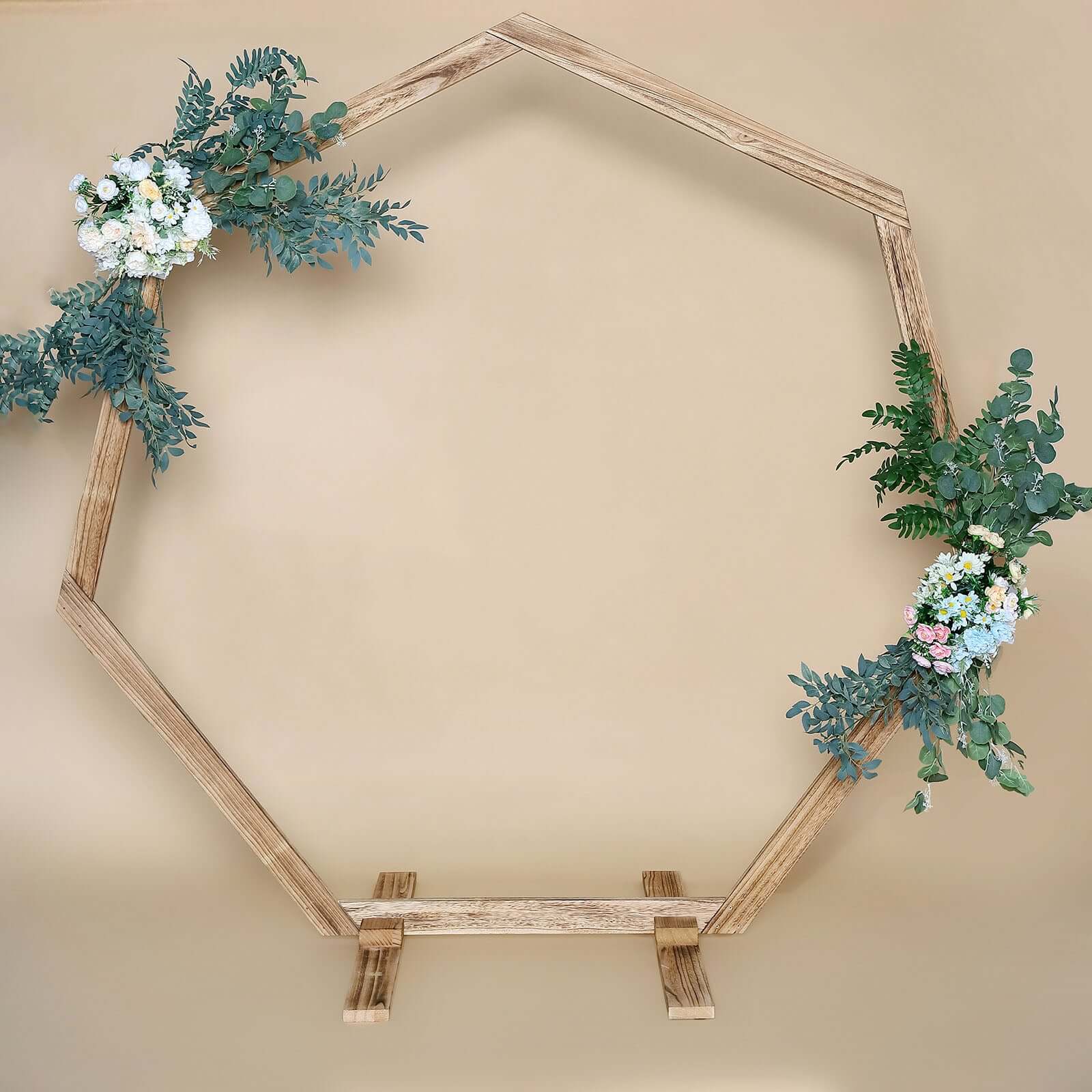 Rustic Wooden Wedding Arch, Heptagonal Photo Backdrop Stand 7ft - Image 6