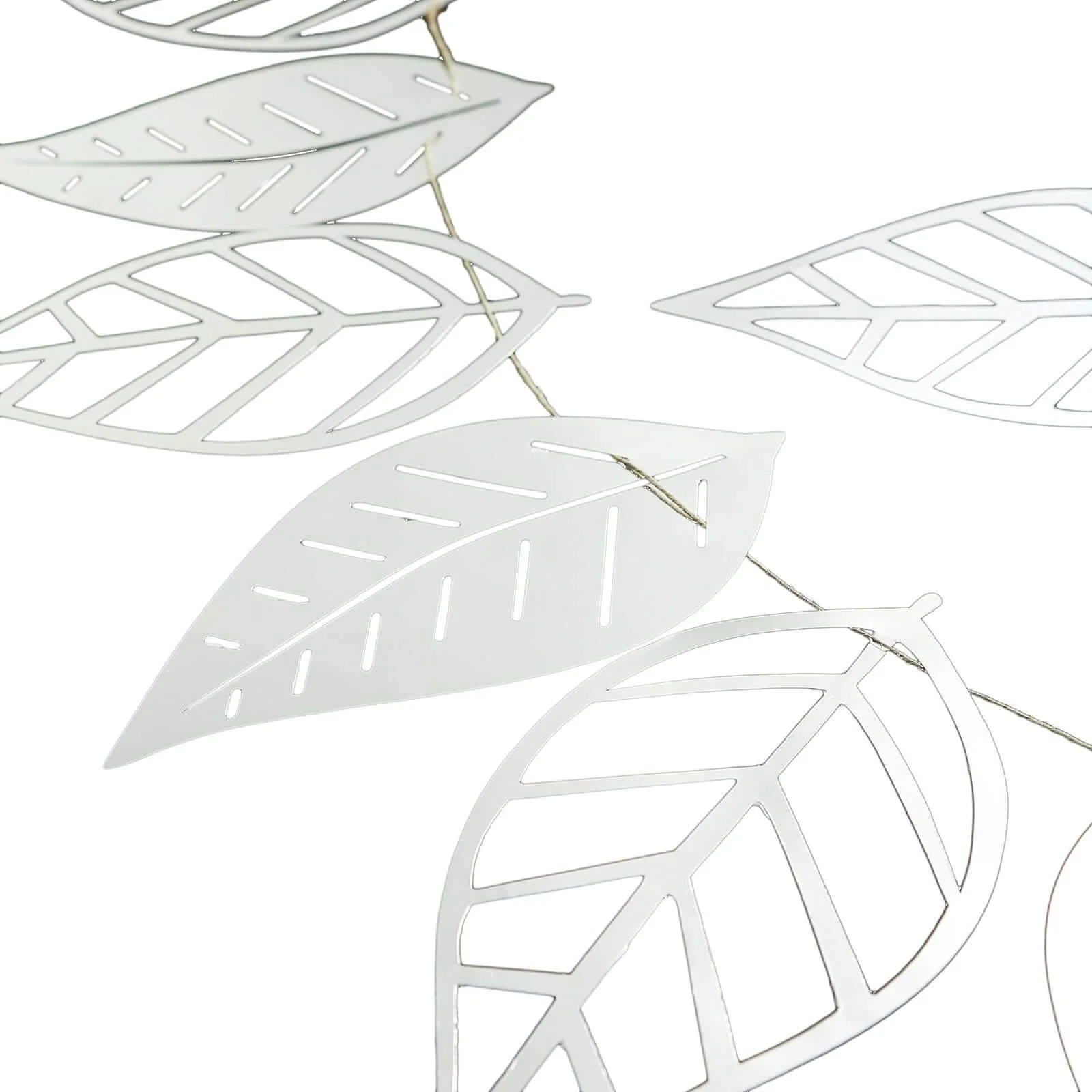 Silver Foiled Paper Assorted Leaves Hanging Garland Banner 7ft - Image 11