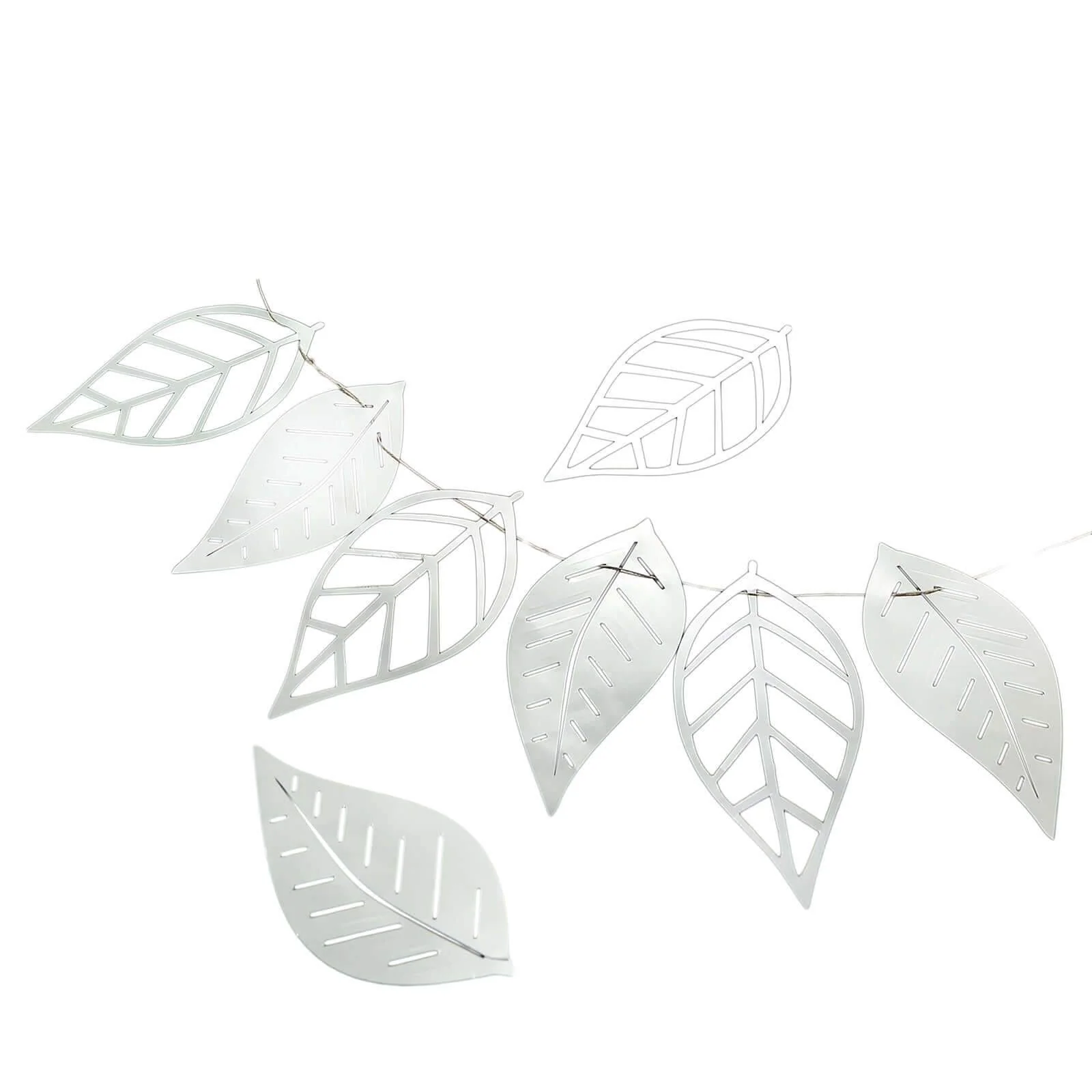 Silver Foiled Paper Assorted Leaves Hanging Garland Banner 7ft - Image 7