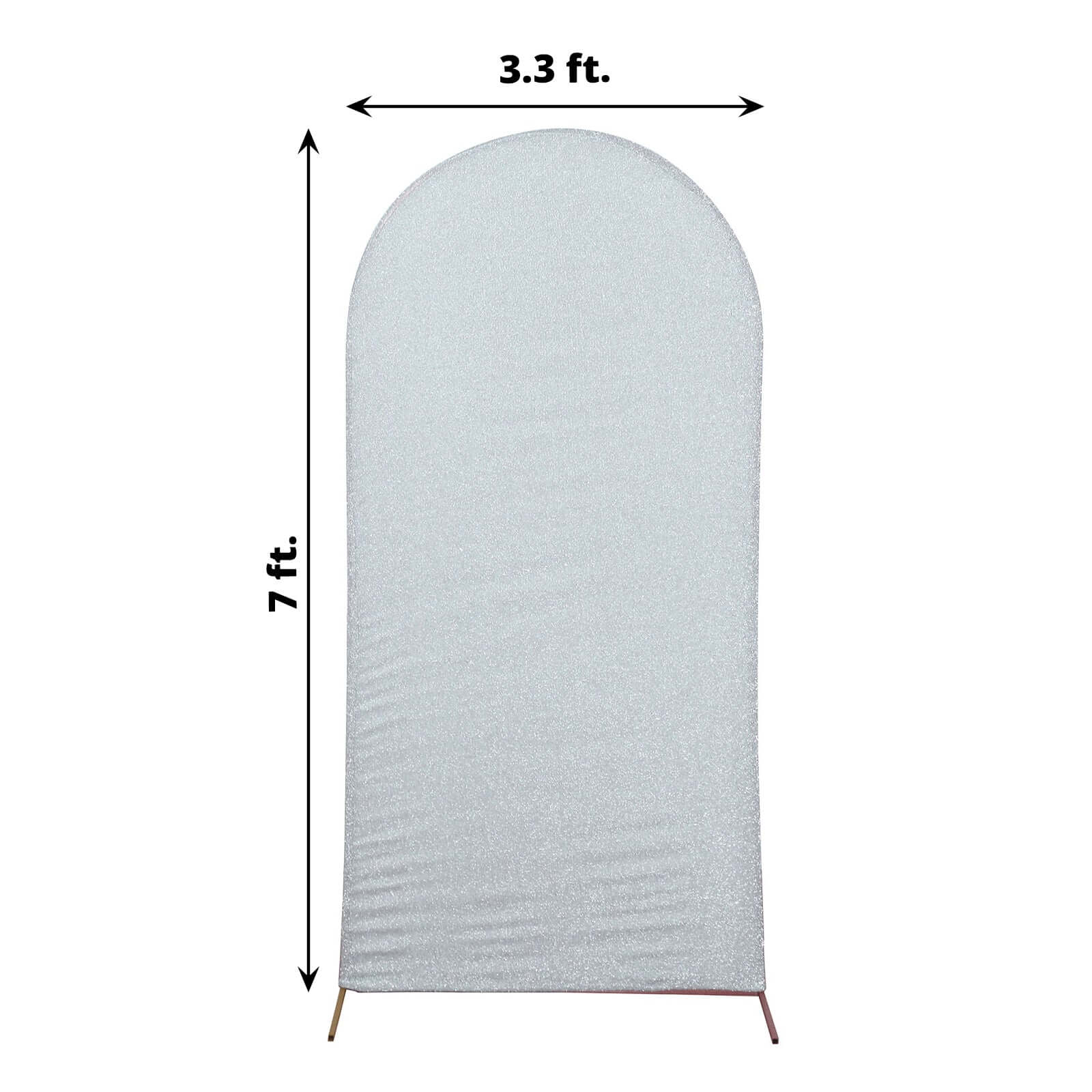 Silver Shimmer Tinsel Spandex Wedding Arch Cover For Fitted Round Top Chiara Backdrop Stand 7ft - Image 3