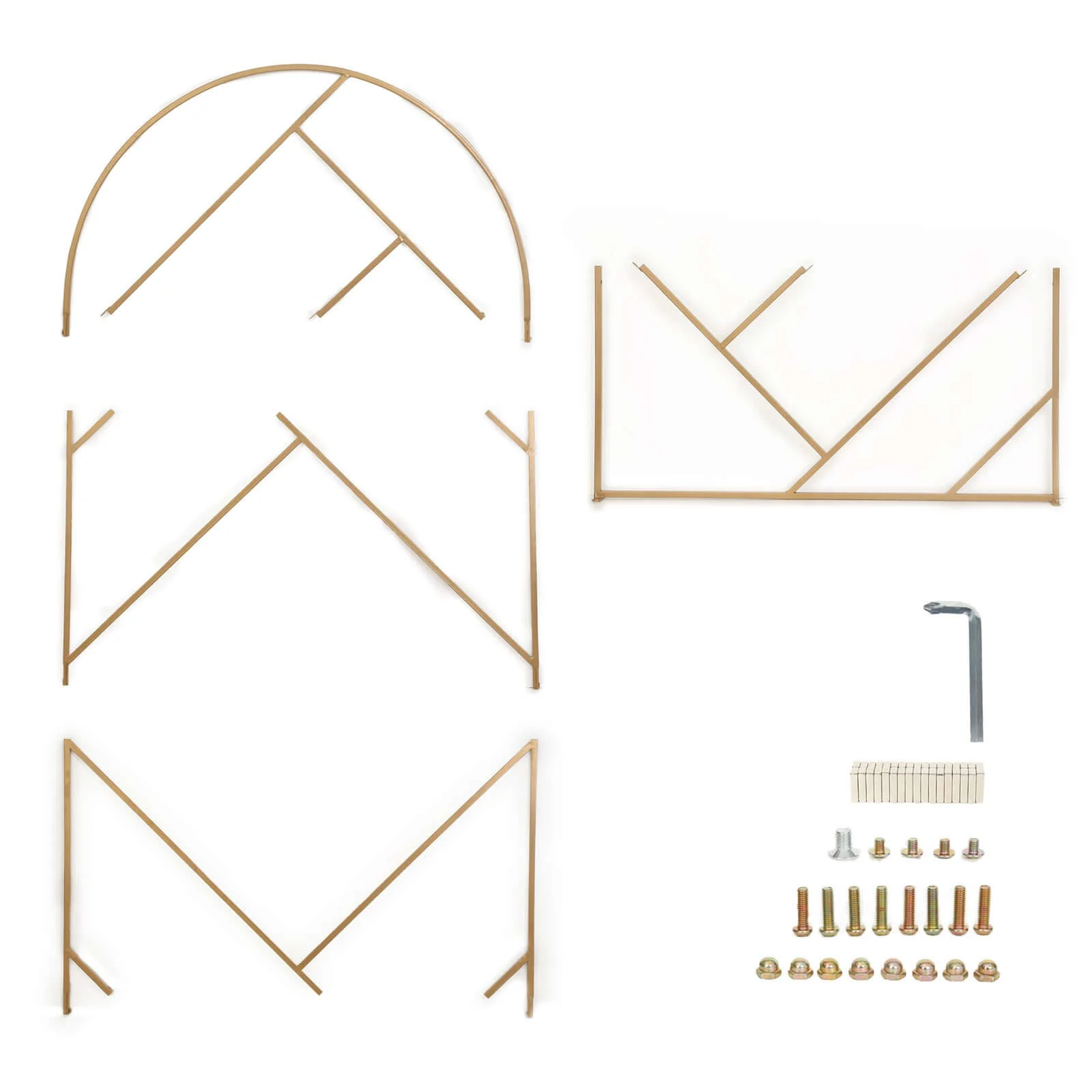 Gold Metal Round Top Geometric Wedding Backdrop Floor Stand, Rectangular Flower Frame Prop Stand With Cloudy Film Insert 7ft Tall - Image 6