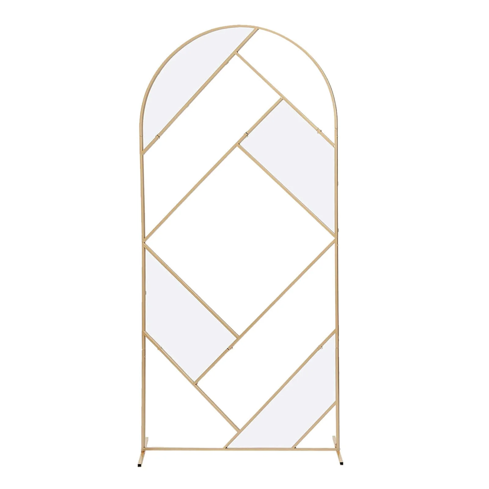 Gold Metal Round Top Geometric Wedding Backdrop Floor Stand, Rectangular Flower Frame Prop Stand With Cloudy Film Insert 7ft Tall - Image 8