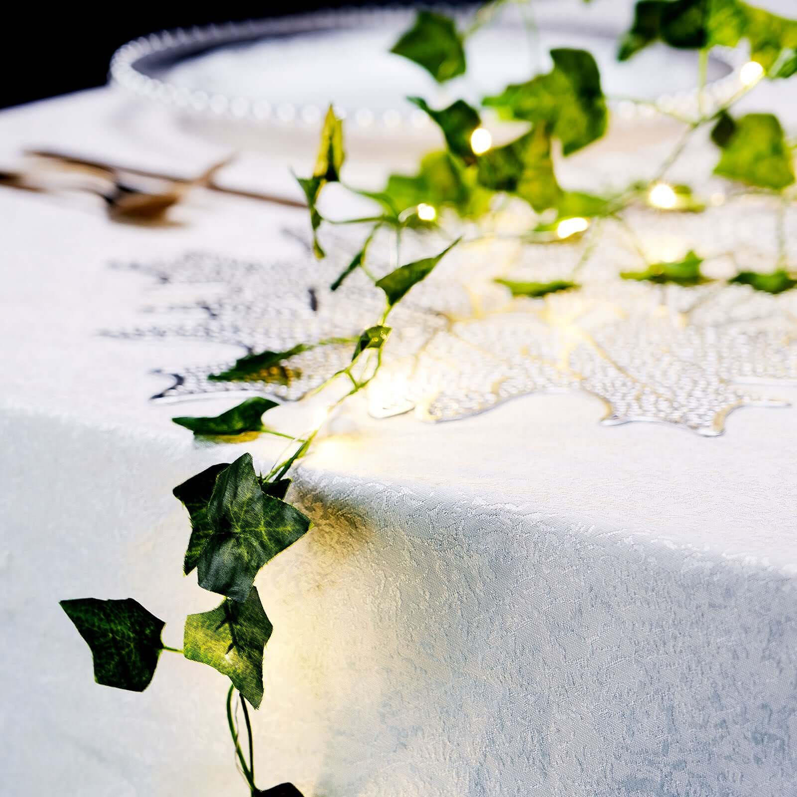 Warm White 20 LED Green Silk Ivy Garland Vine String Lights, Battery Operated Fairy Lights 7ft - Image 8