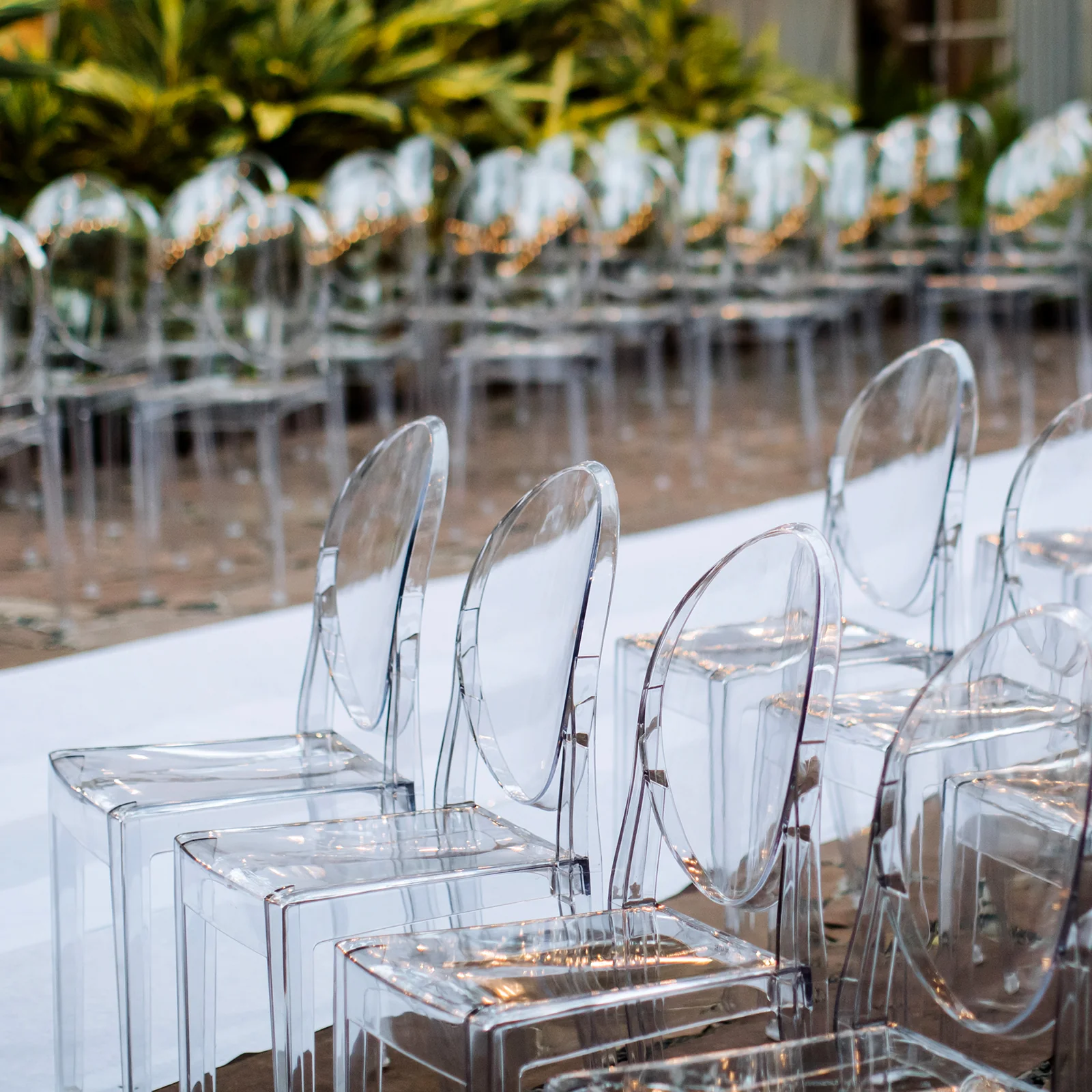 8 Pack Stackable Clear Acrylic Ghost Banquet Chairs with Oval Back, Fully Assembled Armless Event Accent Chair